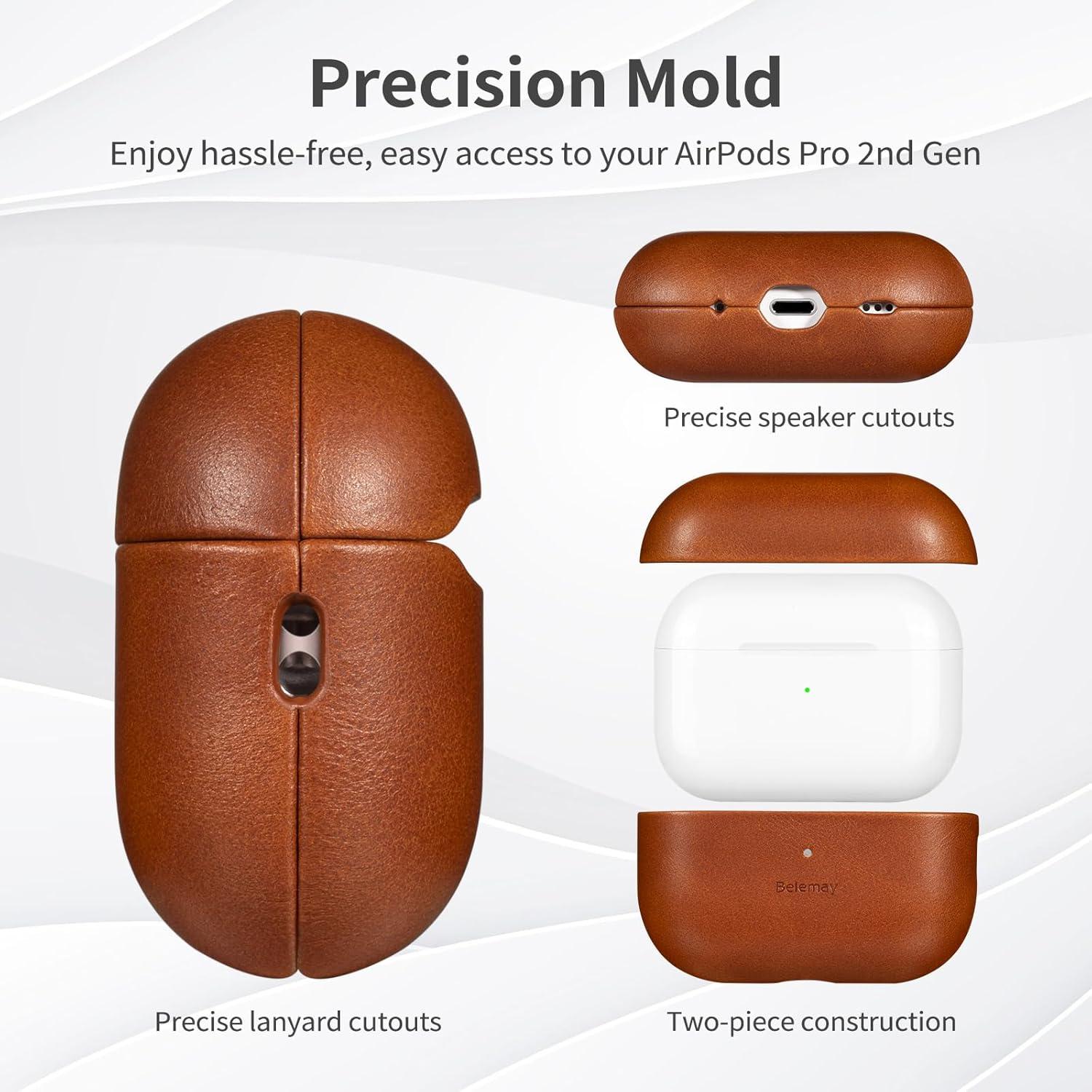 Funda de Cuero Belemay para AirPods Pro 2da Gen - Marrón