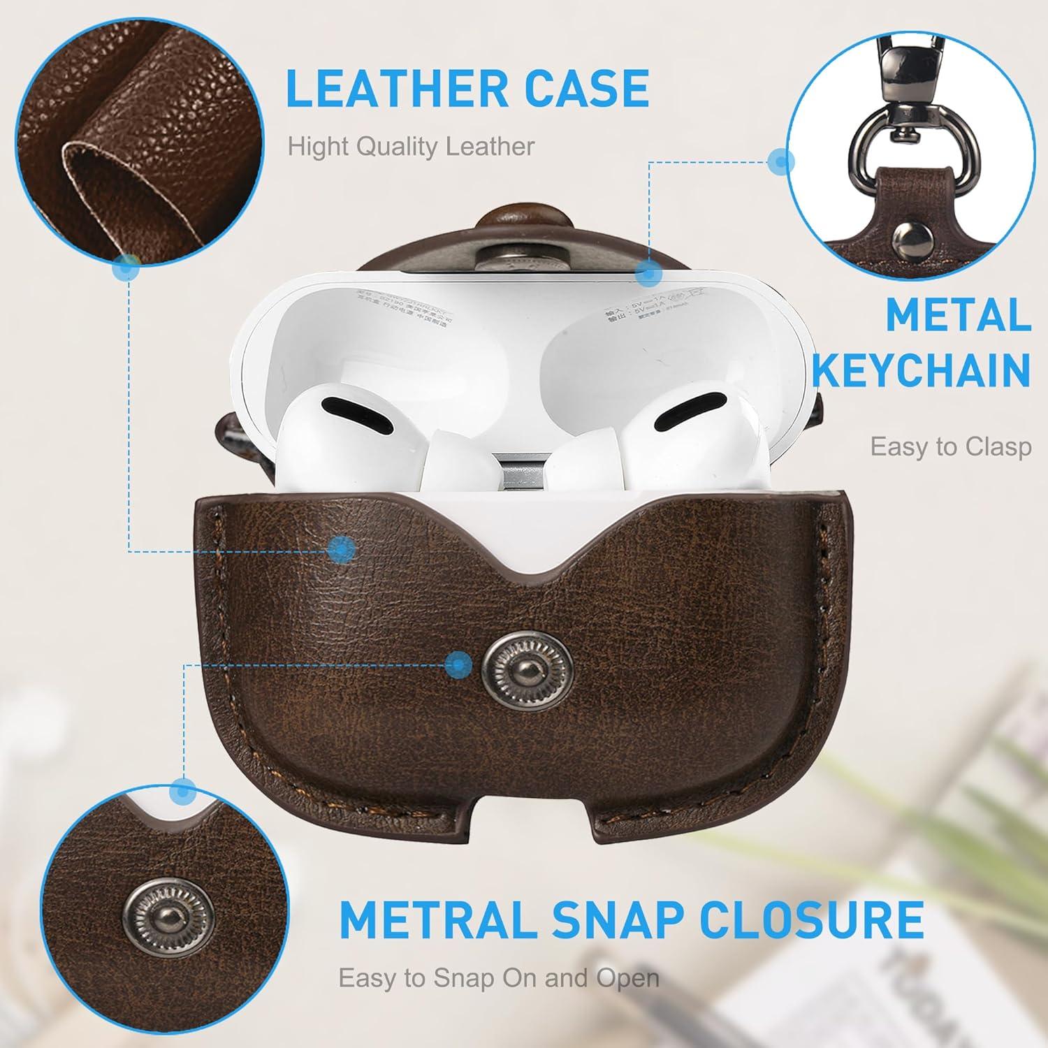 Funda de Cuero Maxjoy para AirPods Pro 3 - Marrón Oscuro