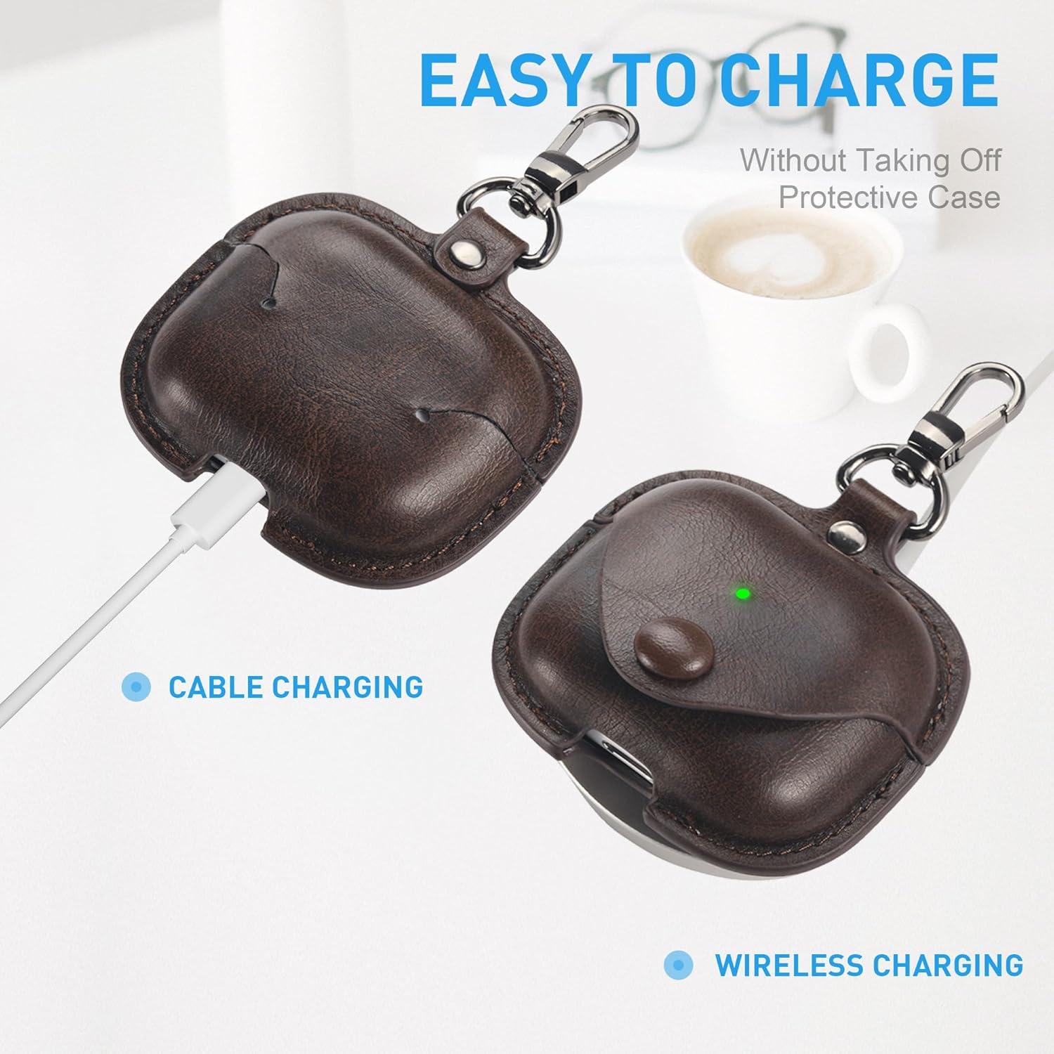 Funda de Cuero Maxjoy para AirPods Pro 3 - Marrón Oscuro