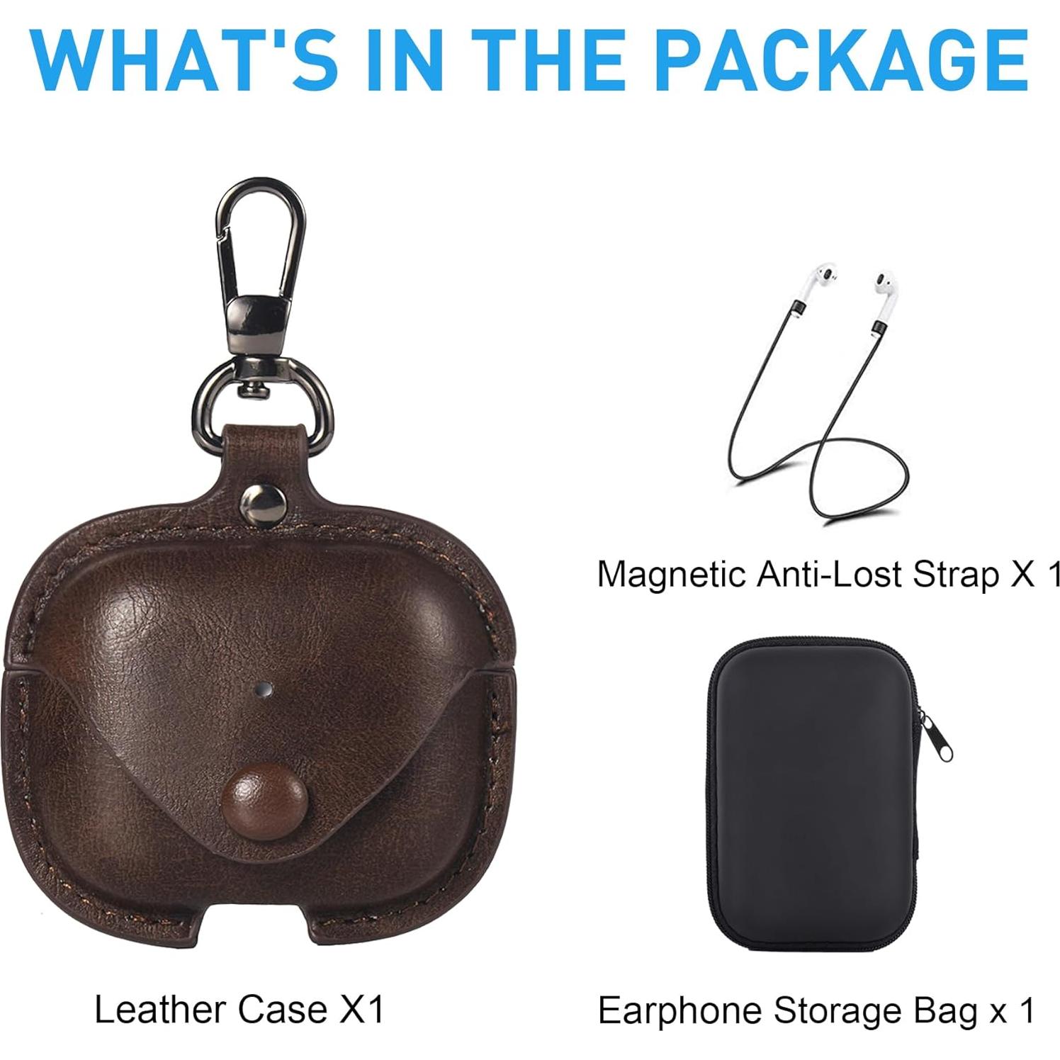 Funda de Cuero Maxjoy para AirPods Pro 3 - Marrón Oscuro