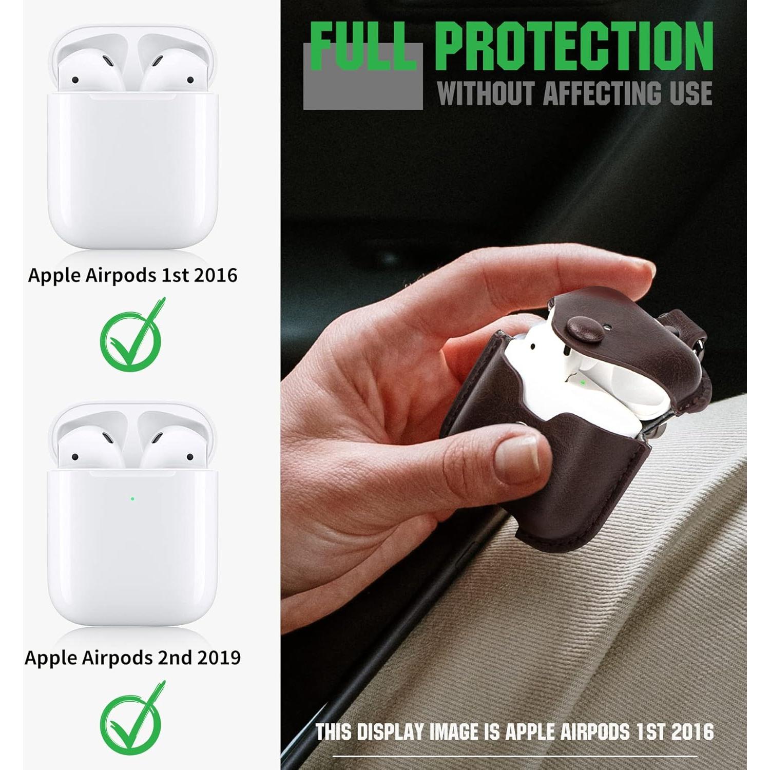 Funda de Cuero Premium PG6 para AirPods 1 y 2 - Café