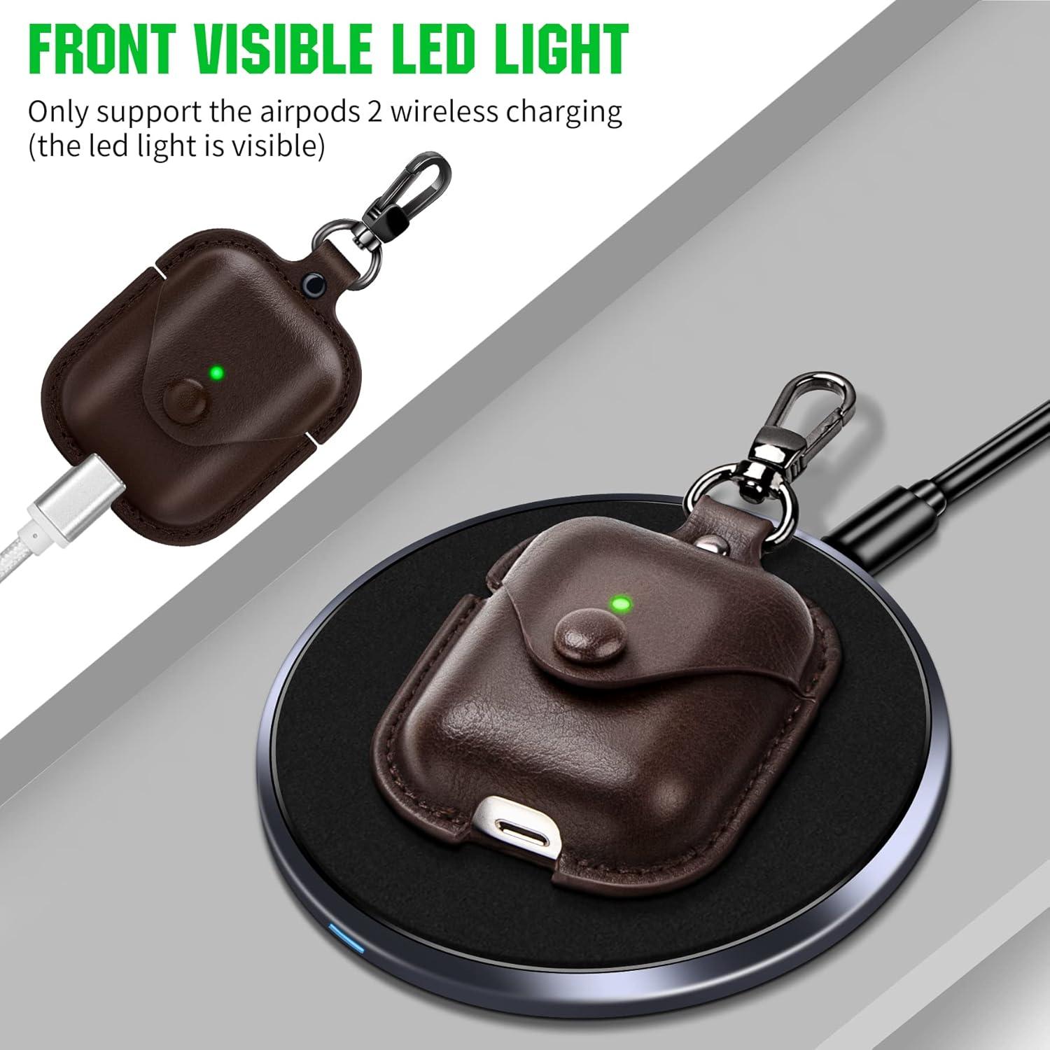 Funda de Cuero Premium PG6 para AirPods 1 y 2 - Café