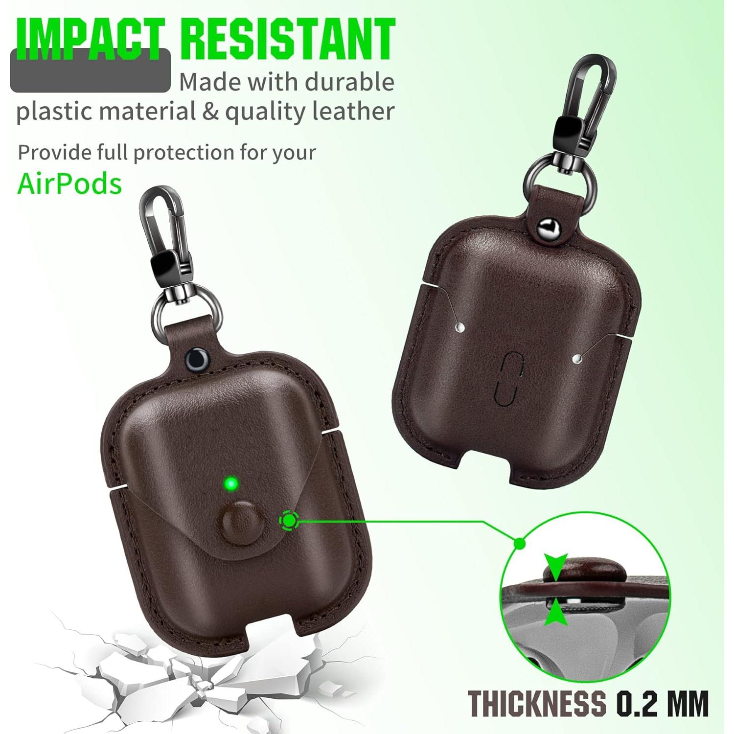 Funda de Cuero Premium PG6 para AirPods 1 y 2 - Café