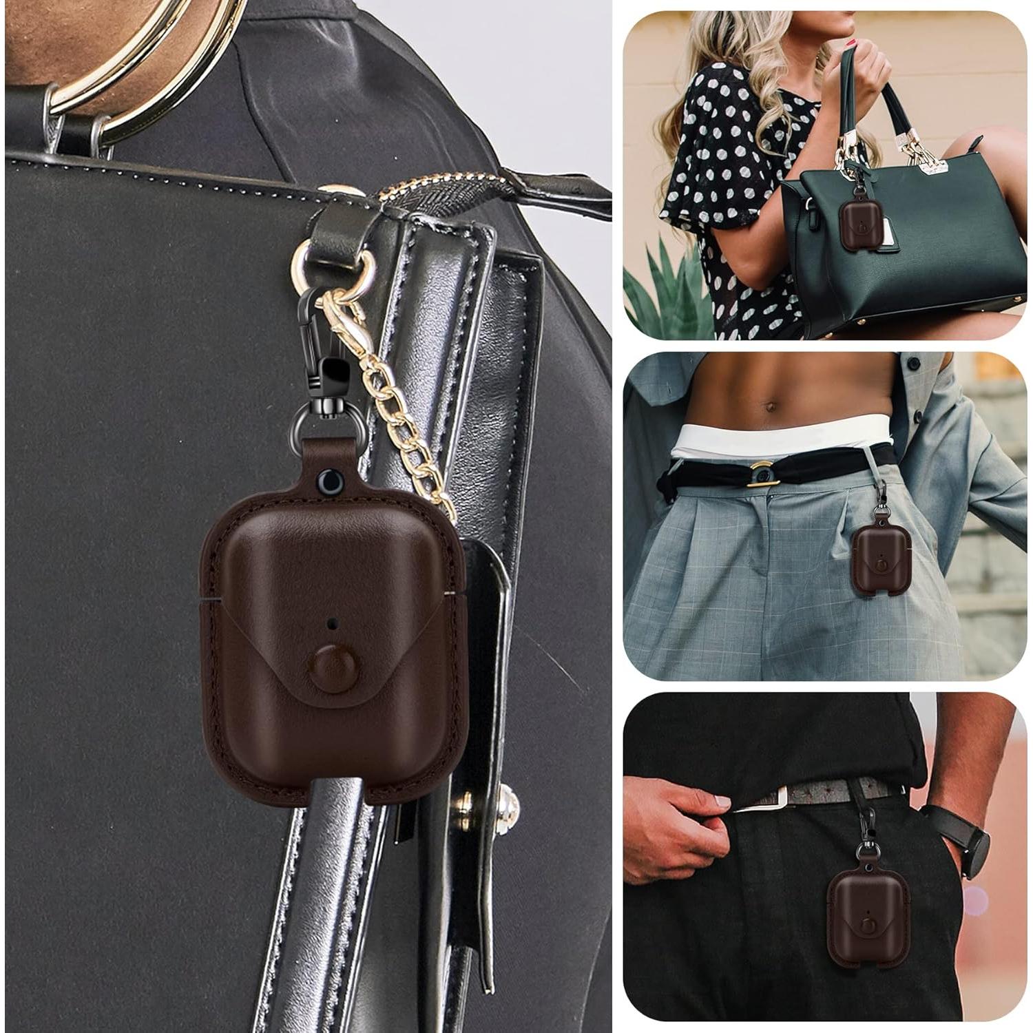 Funda de Cuero Premium PG6 para AirPods 1 y 2 - Café