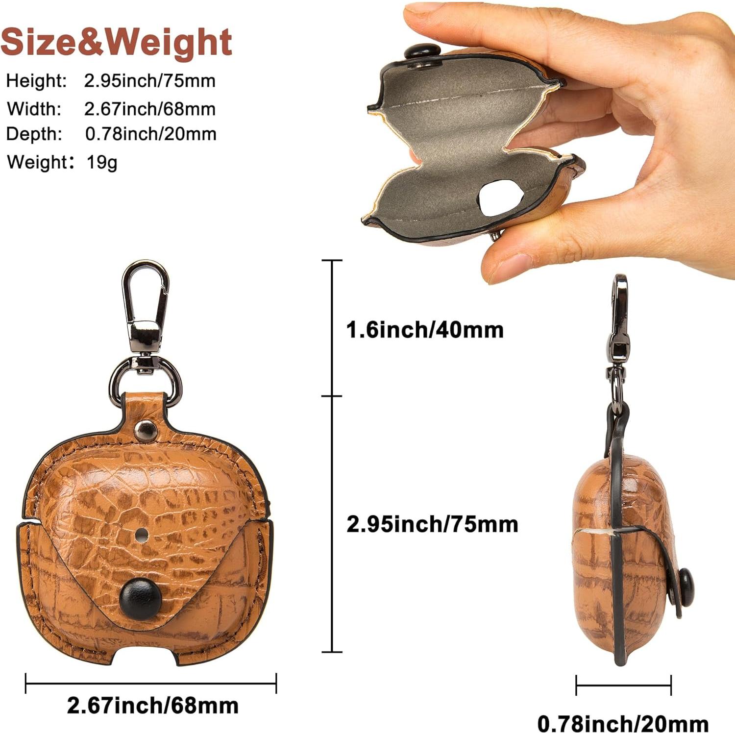 Funda de Cuero PU para AirPods 4 CHULEAG Marrón Cocodrilo