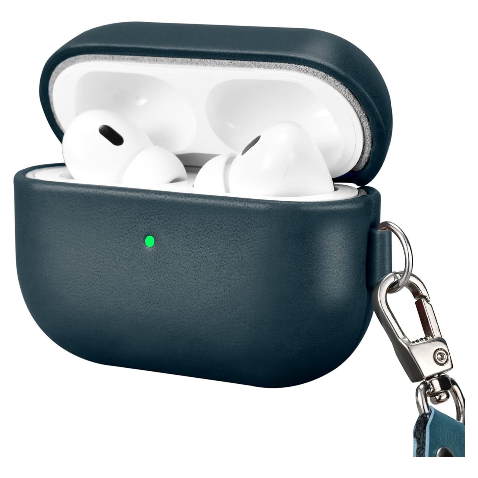Funda de Cuero ICARER FAMILY para AirPods Pro 2 2022 Azul