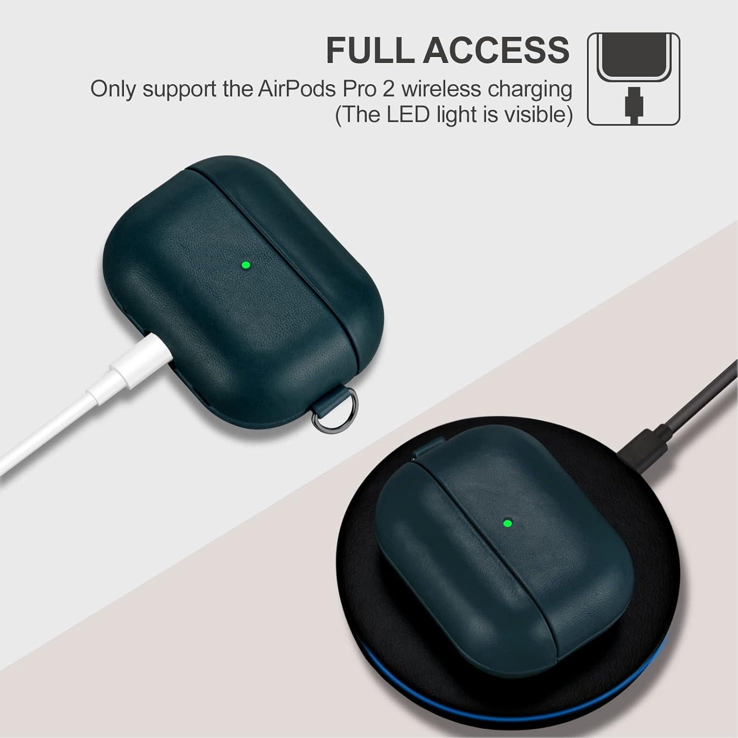 Funda de Cuero ICARER FAMILY para AirPods Pro 2 2022 Azul