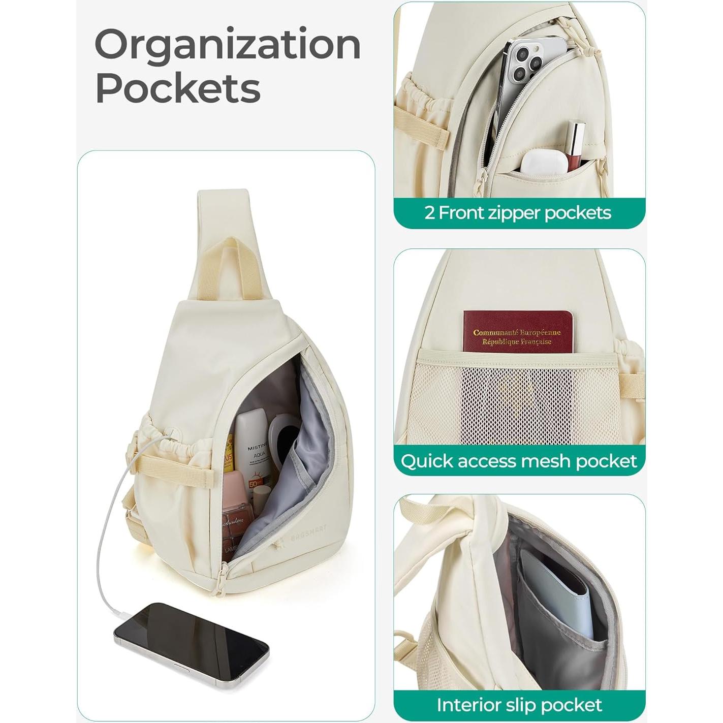 Mochila Cruzada Pequeña BAGSMART Negra 30x18x12 cm