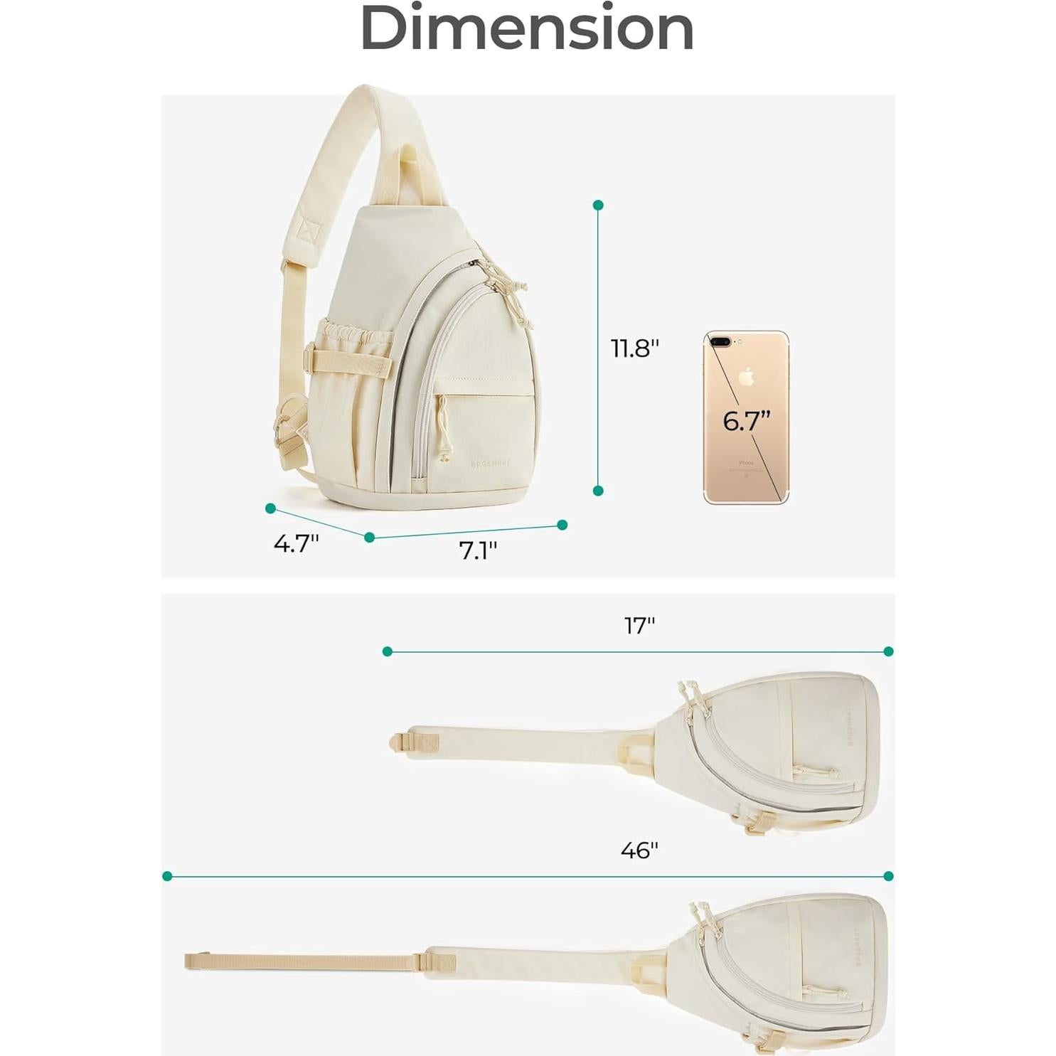 Mochila Cruzada Pequeña BAGSMART Negra 30x18x12 cm