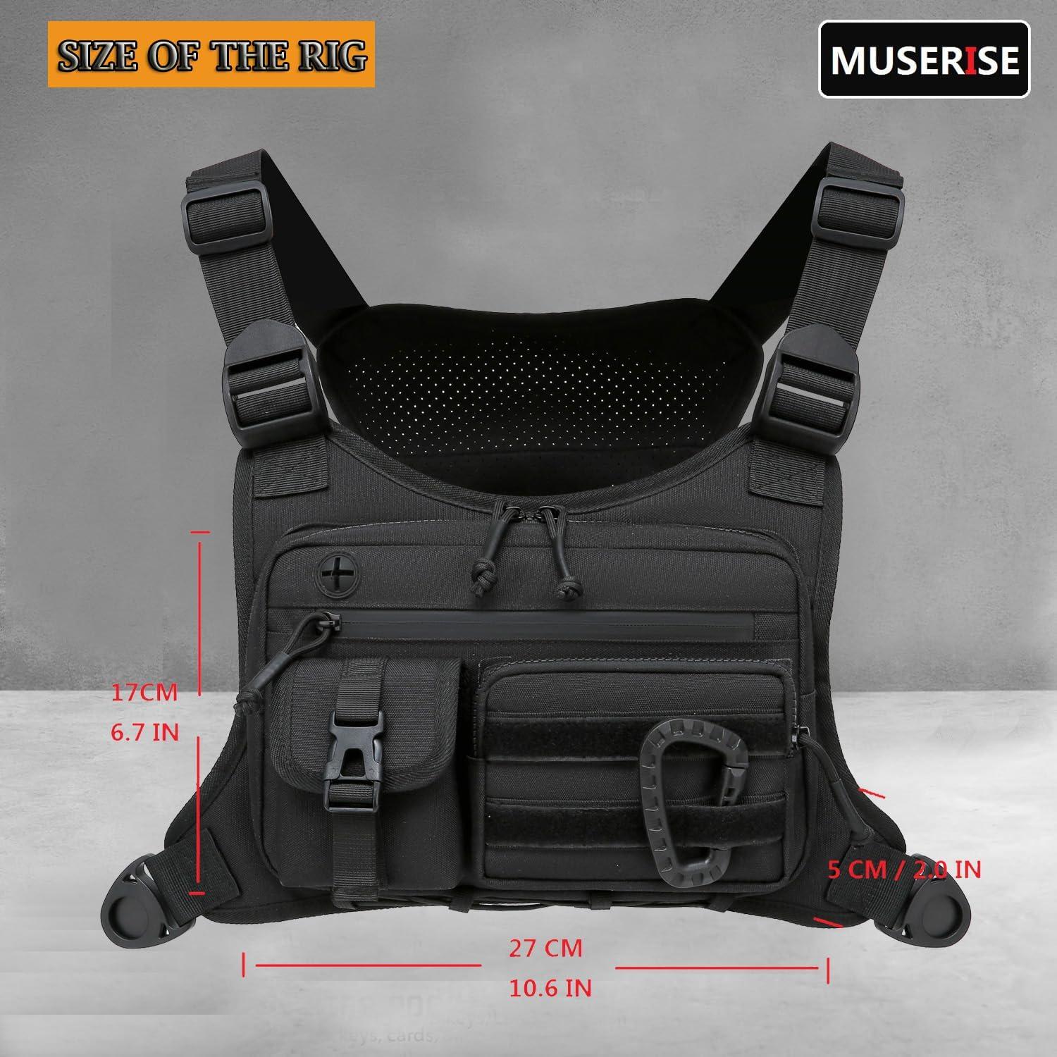Bolsa de Pecho Táctica Muserise Negra para Correr y Ciclismo