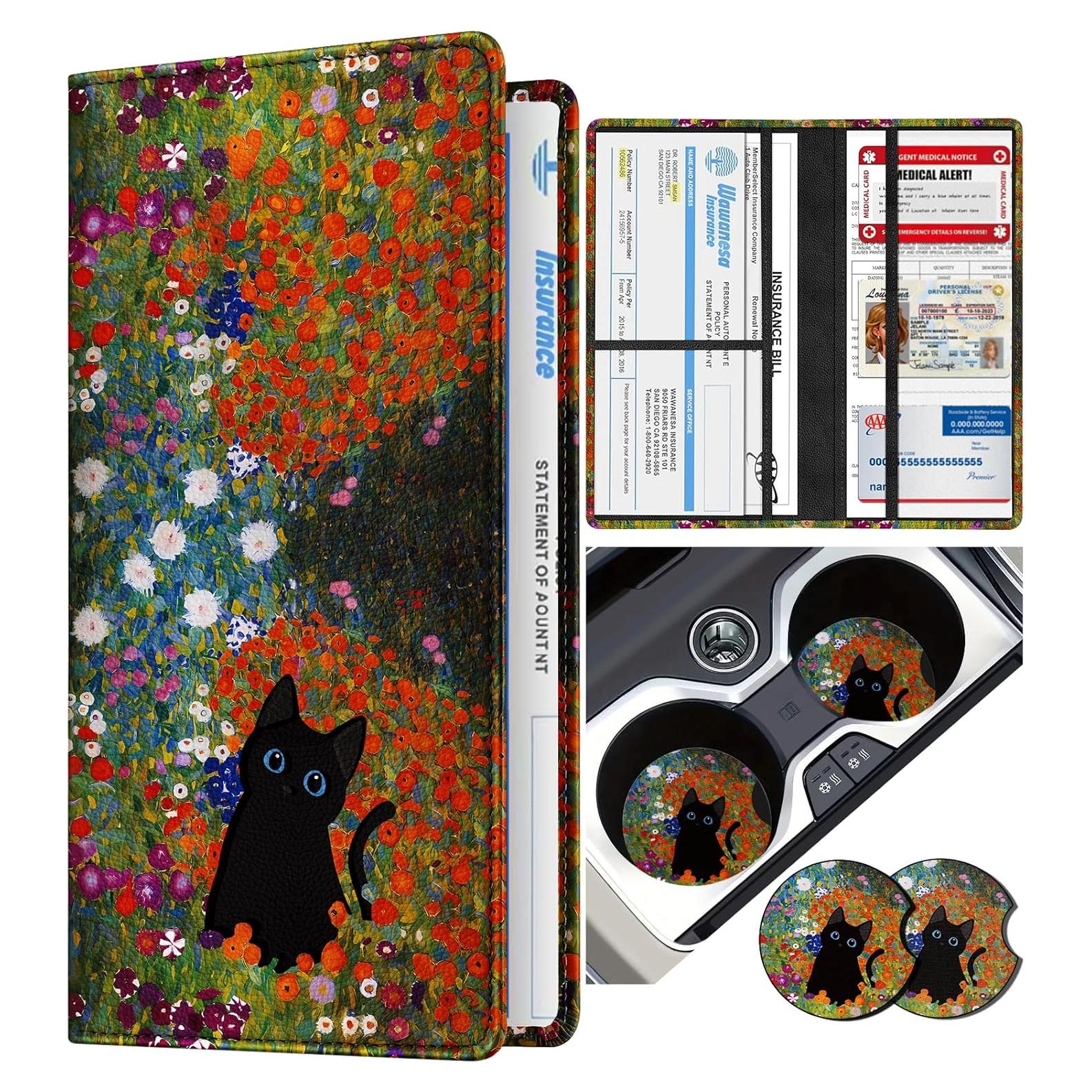 Soporte de Registro de Automóvil Slohif - Organizador de Guante Floral