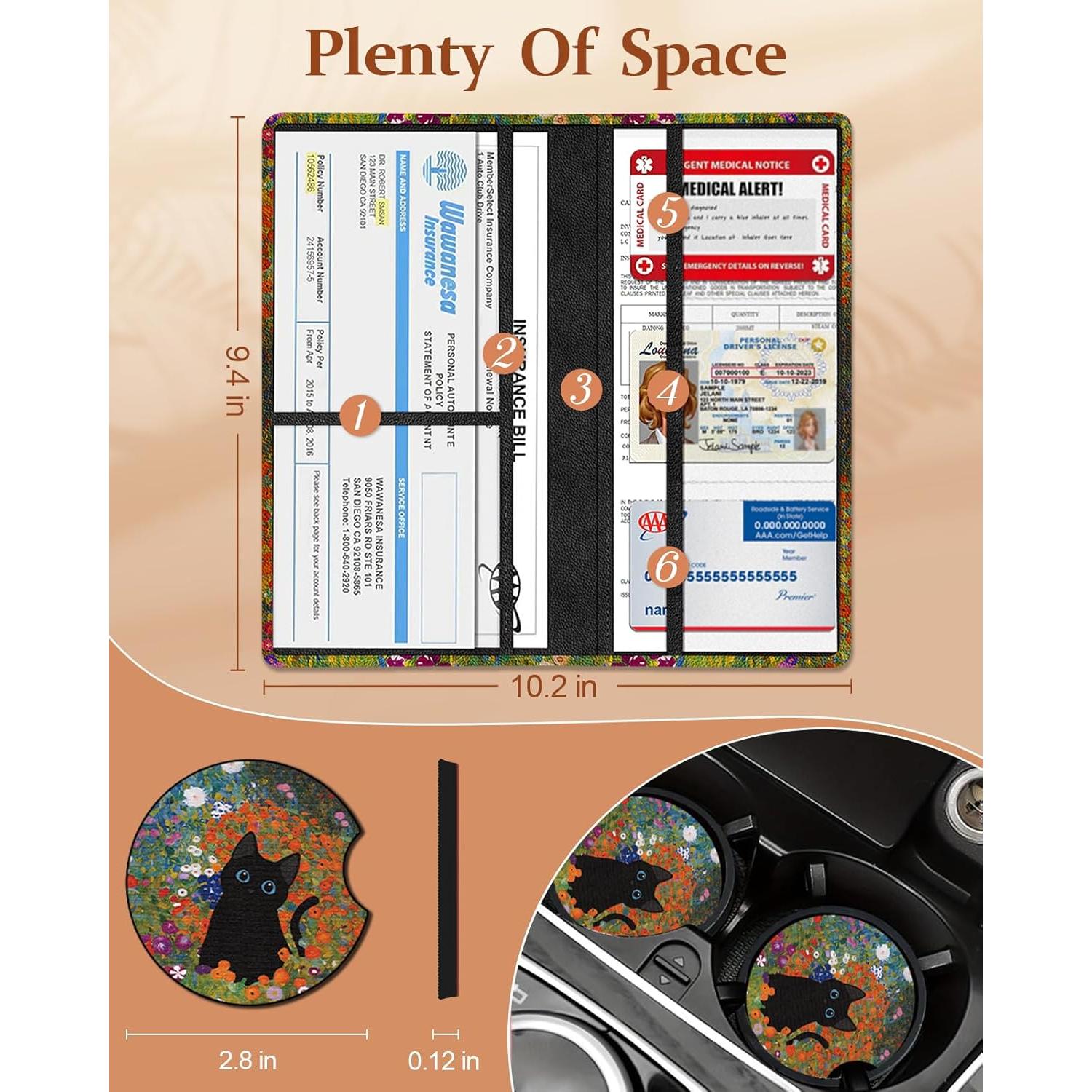 Soporte de Registro de Automóvil Slohif - Organizador de Guante Floral