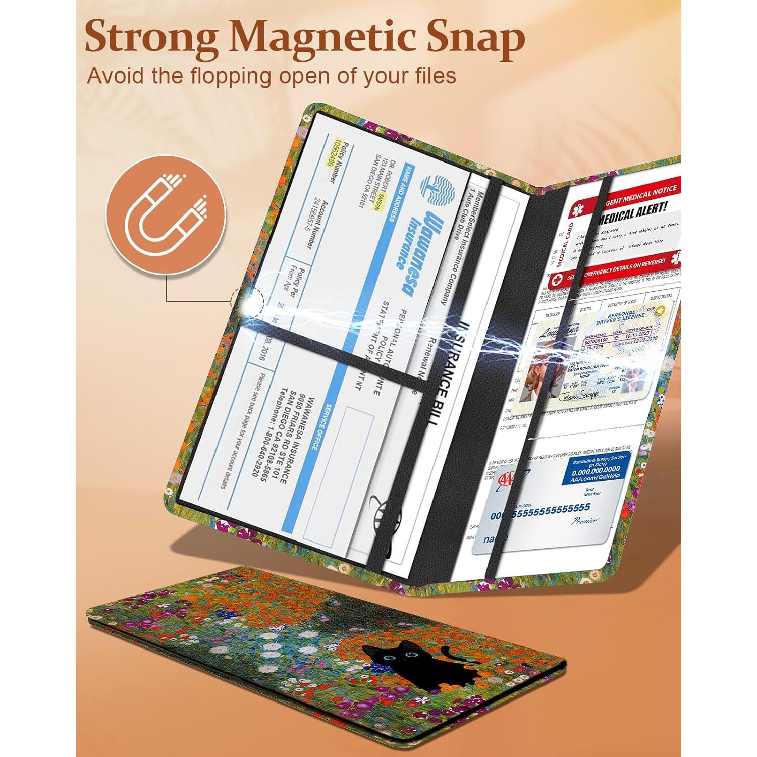 Soporte de Registro de Automóvil Slohif - Organizador de Guante Floral