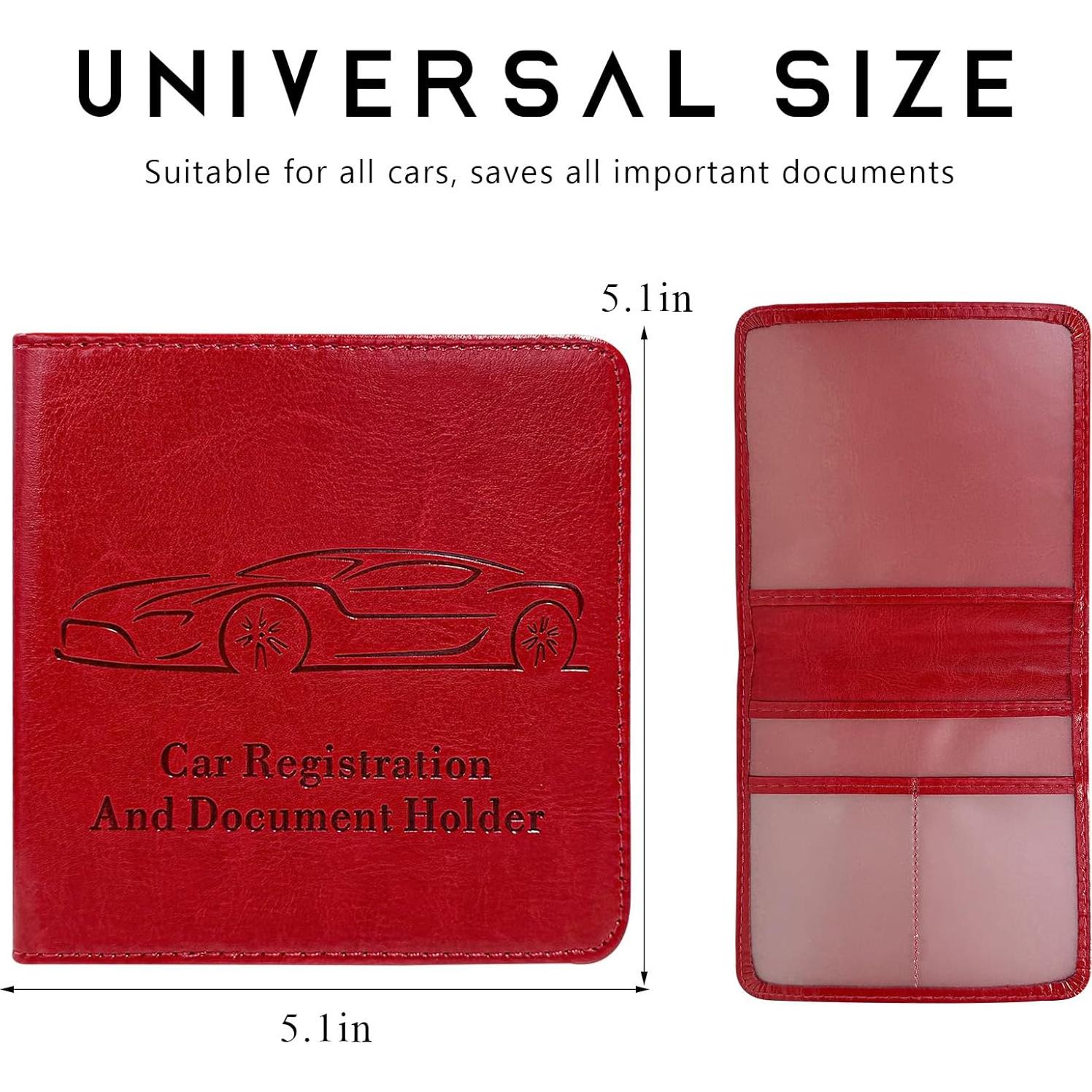 Portatarjetas de Registro de Vehículo Yourkar Rojo Cuero Impermeable