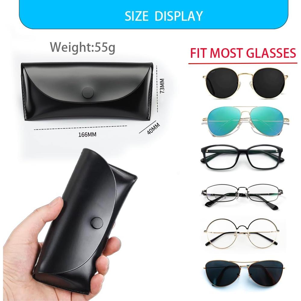 Funda de Gafas de Cuero Bagtu Negra Resistente a Golpes 17.5cm