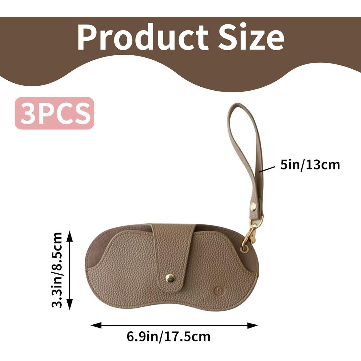 Paquete de 3 Fundas de Gafas de Sol Cuero Suave Rosa/Marrón/Blanco