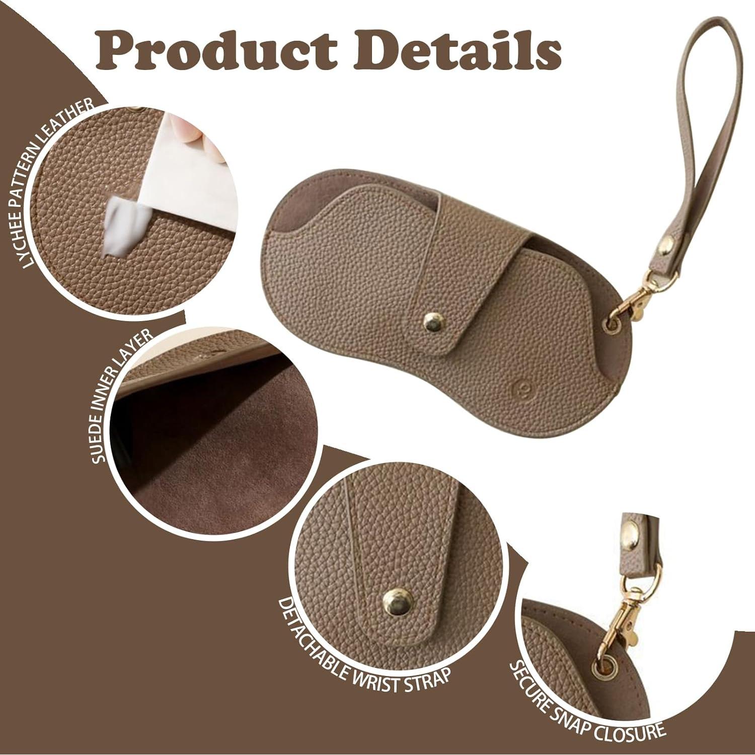 Paquete de 3 Fundas de Gafas de Sol Cuero Suave Rosa/Marrón/Blanco