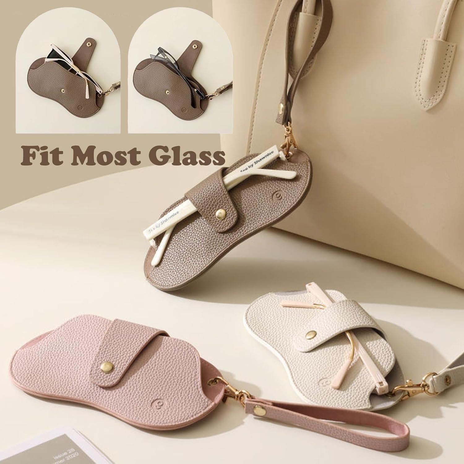 Paquete de 3 Fundas de Gafas de Sol Cuero Suave Rosa/Marrón/Blanco