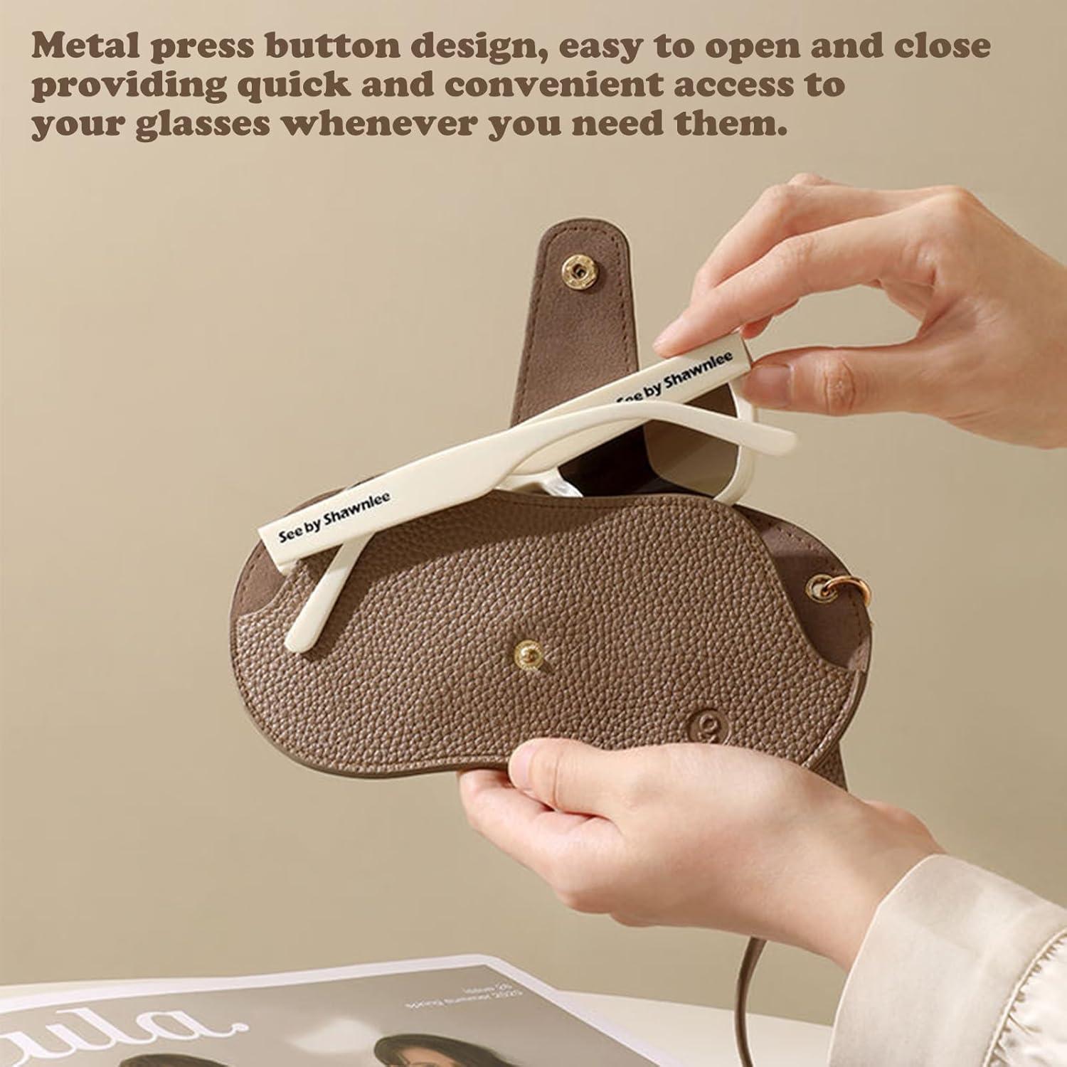 Paquete de 3 Fundas de Gafas de Sol Cuero Suave Rosa/Marrón/Blanco