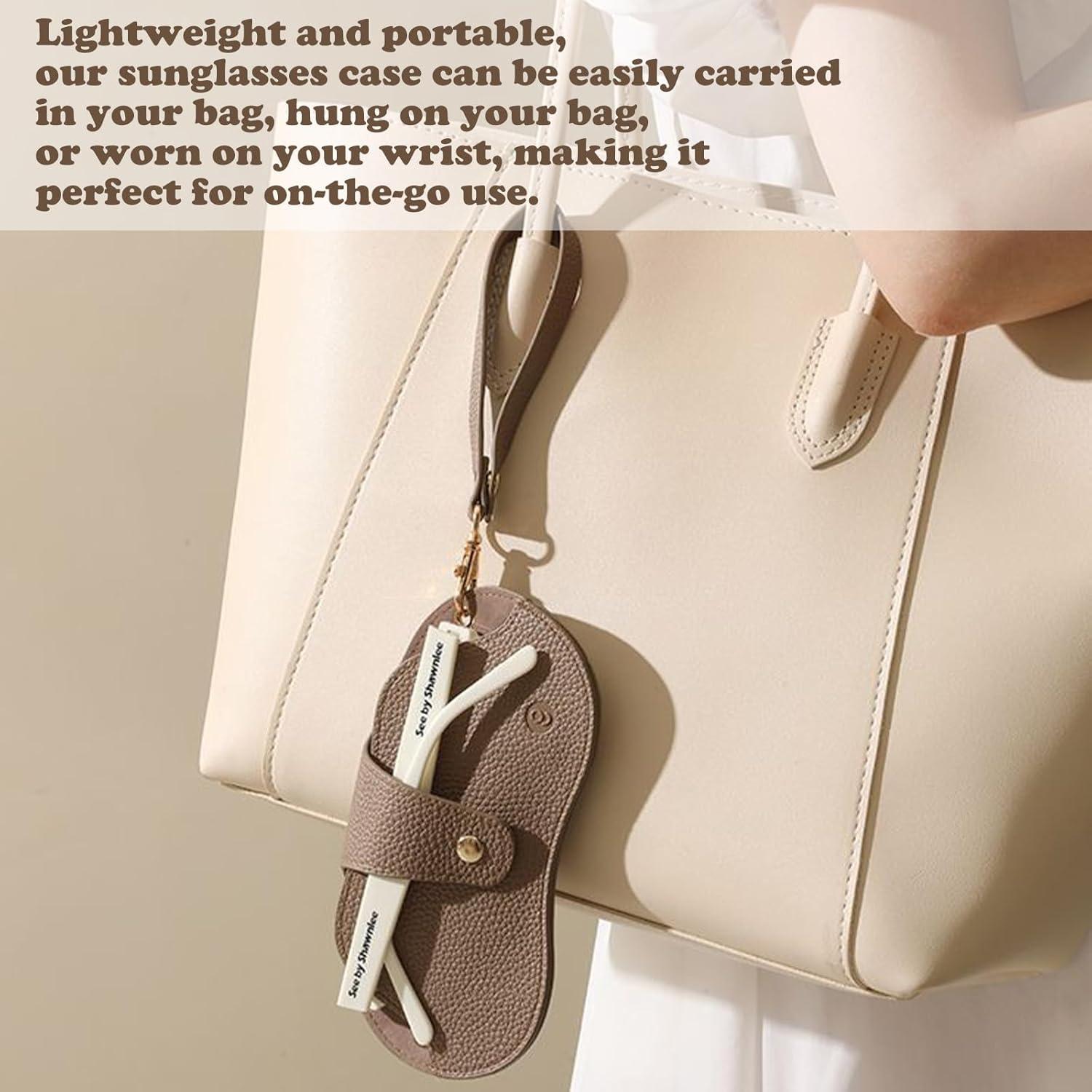 Paquete de 3 Fundas de Gafas de Sol Cuero Suave Rosa/Marrón/Blanco