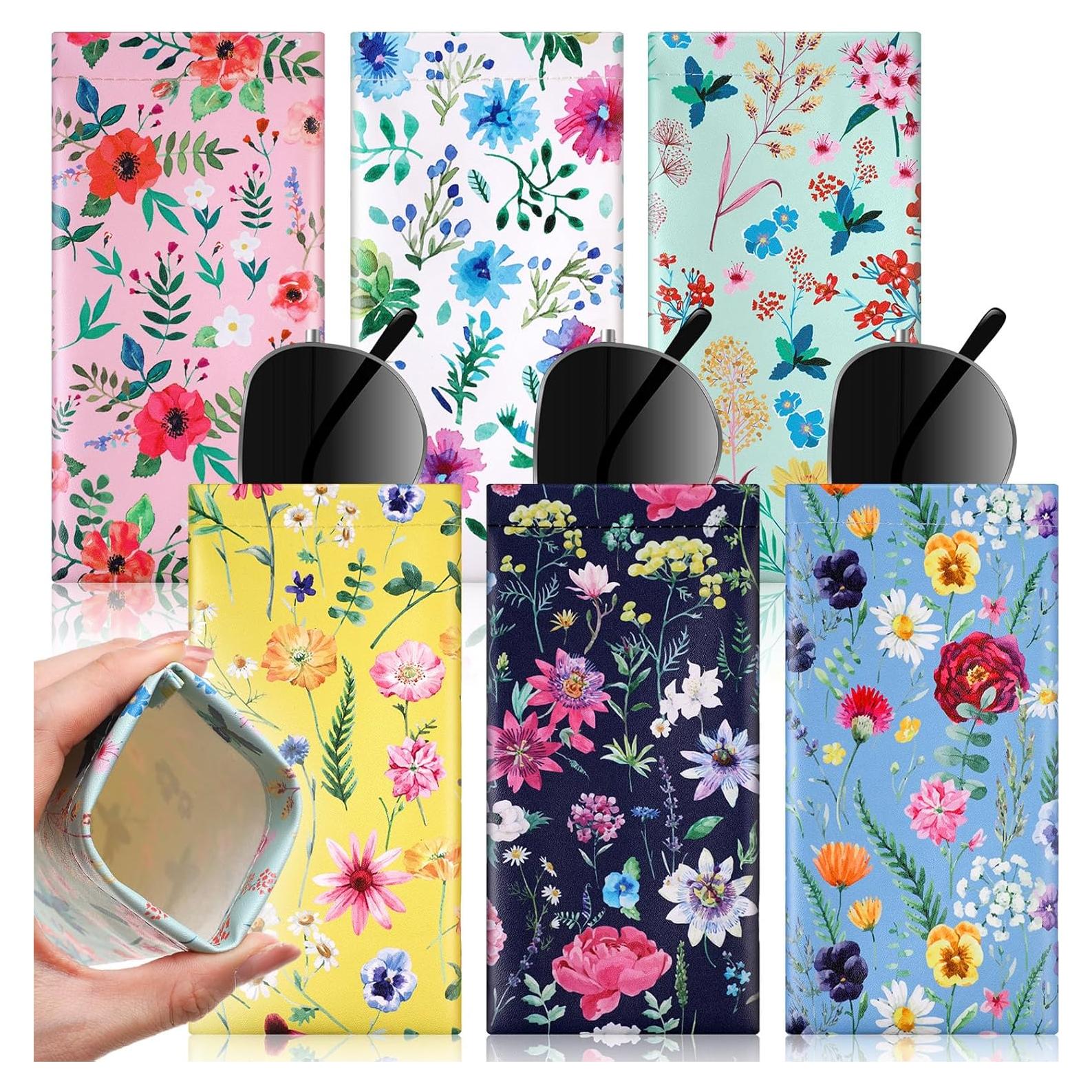 Paquete de 6 estuches de gafas de sol cuero PU 18x9 cm