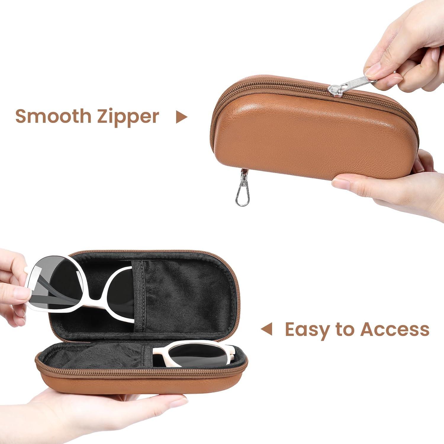 Funda Doble para Gafas WOMACO, Organizador Duro Unisex Marrón