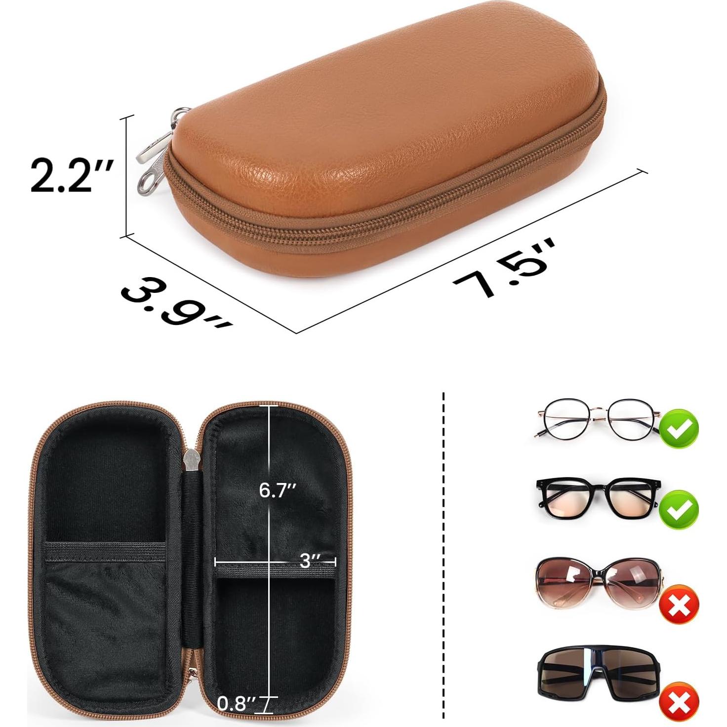 Funda Doble para Gafas WOMACO, Organizador Duro Unisex Marrón