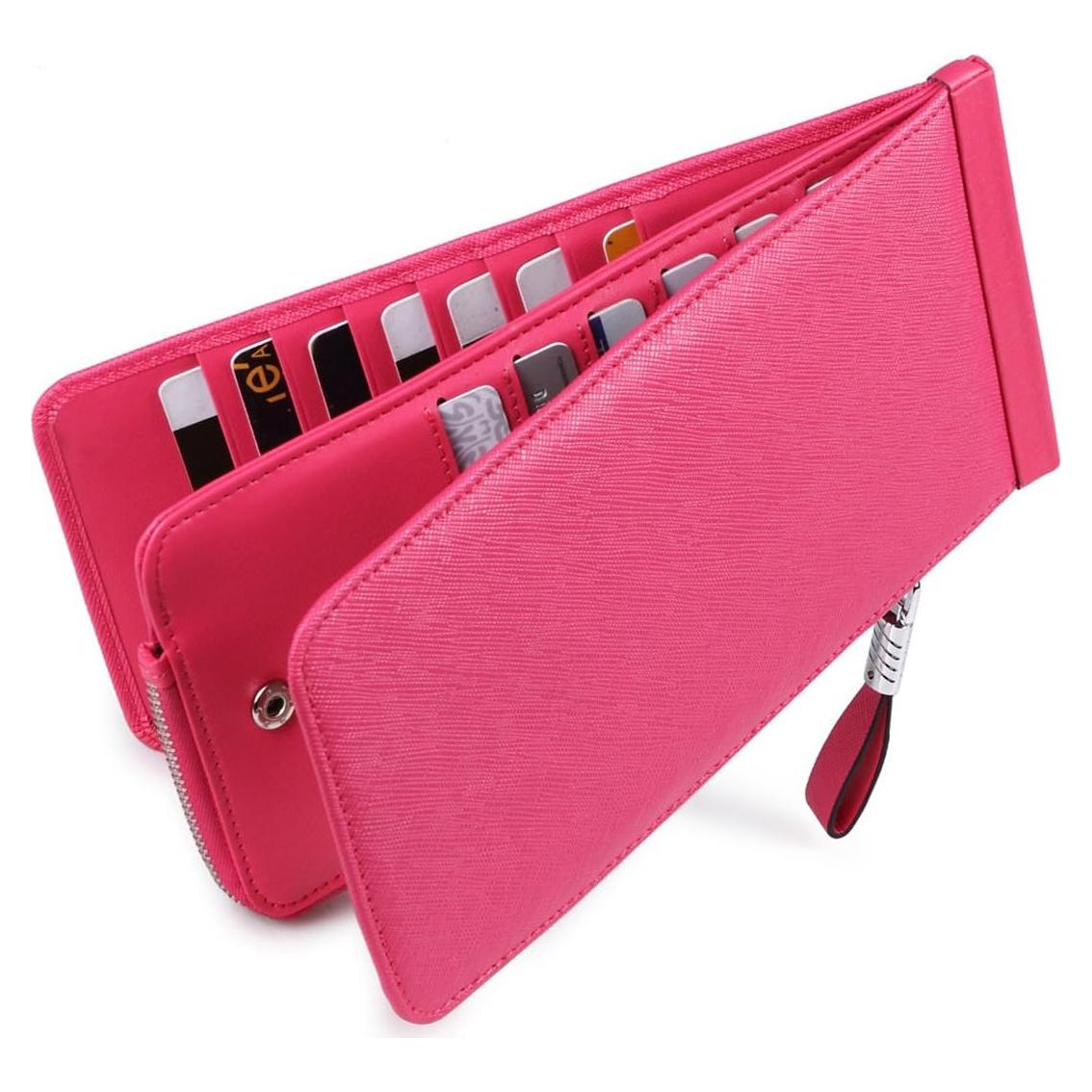 Billetera RFID Huztencor Rosa Grande para Mujeres con 25 Tarjetas