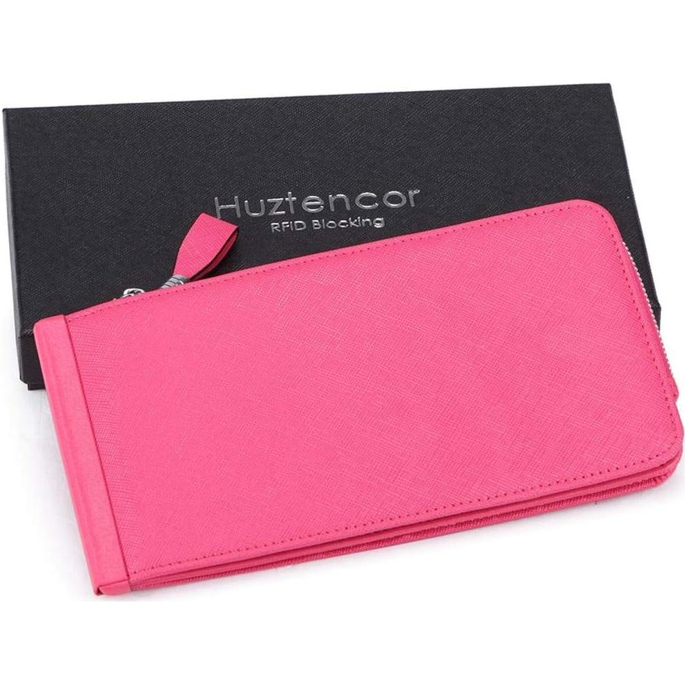 Billetera RFID Huztencor Rosa Grande para Mujeres con 25 Tarjetas