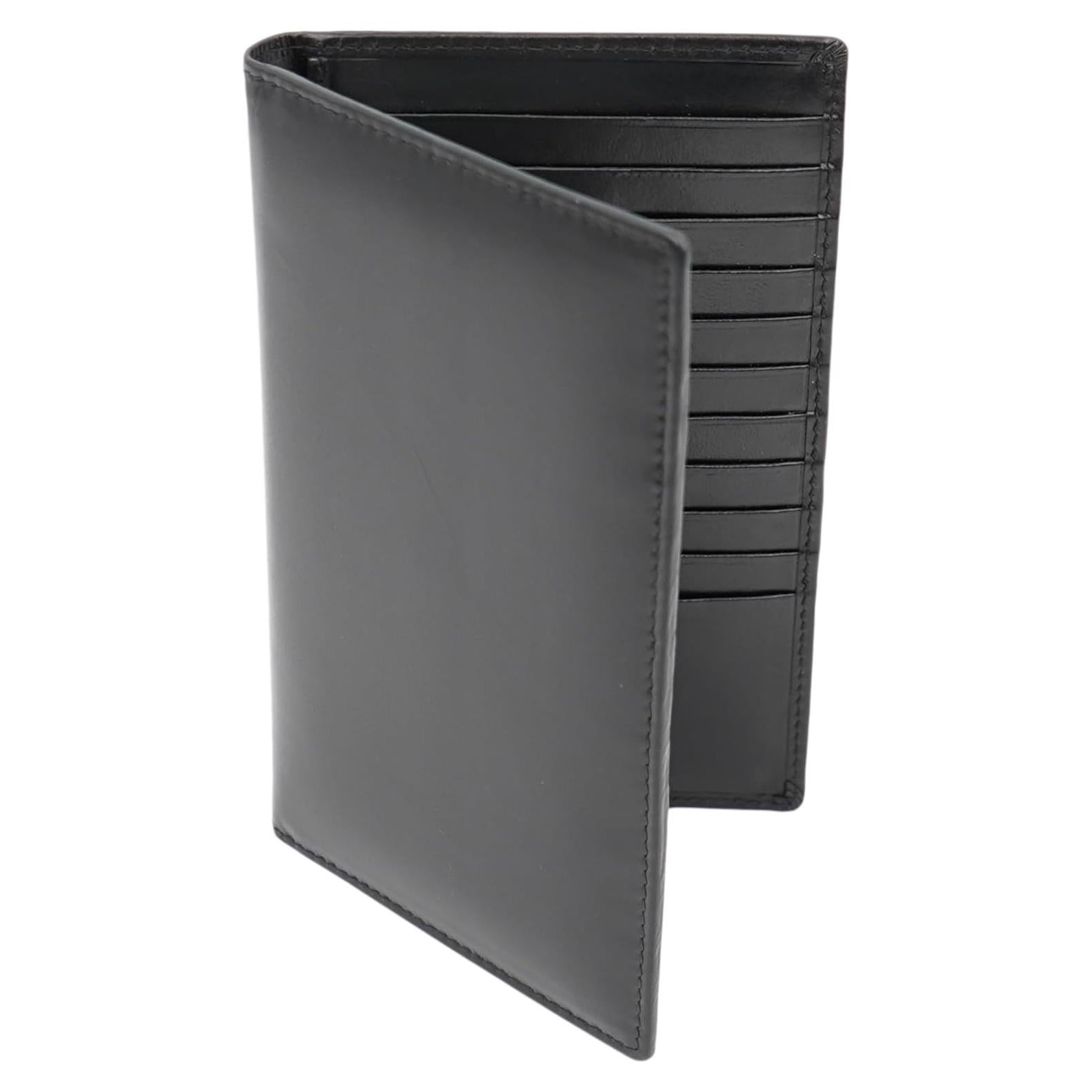 Cartera de Cuero Bifold RFID AG para Hombres y Mujeres - Negro