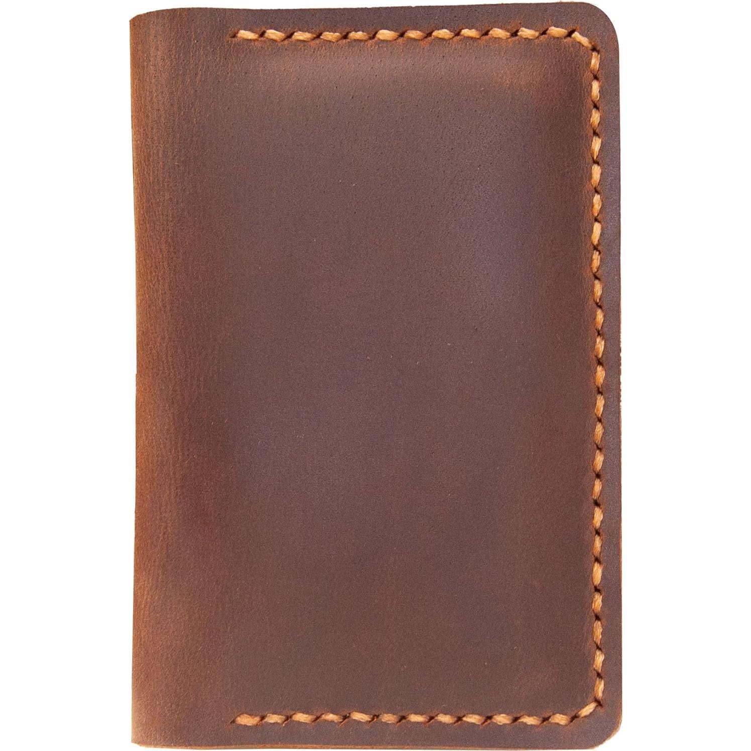 Porta Tarjetas de Cuero Genuino Marrón - Billetera Compacta con Cierre Magnético