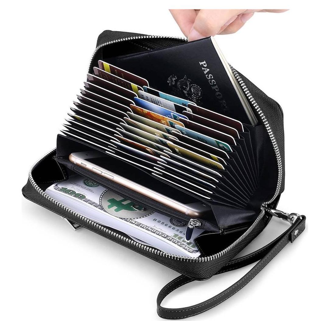 Cartera de Cuero Genuino JEEBURYEE con Bloqueo RFID 19.5x11.5cm