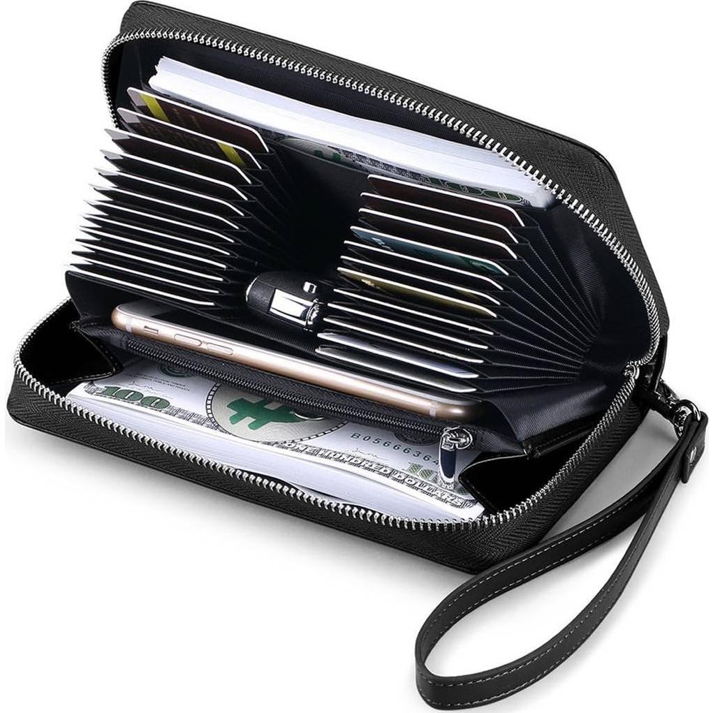 Cartera de Cuero Genuino JEEBURYEE con Bloqueo RFID 19.5x11.5cm