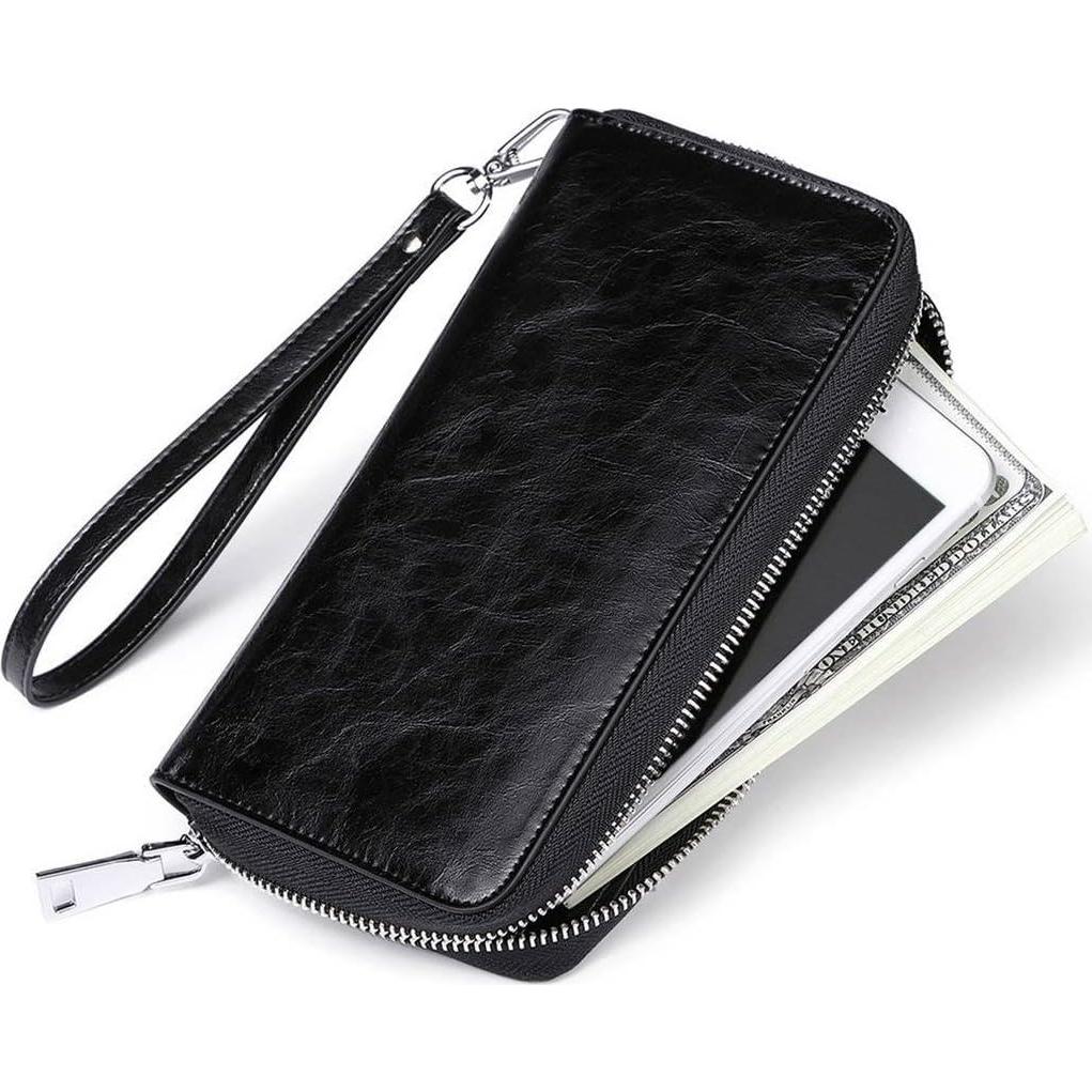 Cartera de Cuero Genuino JEEBURYEE con Bloqueo RFID 19.5x11.5cm