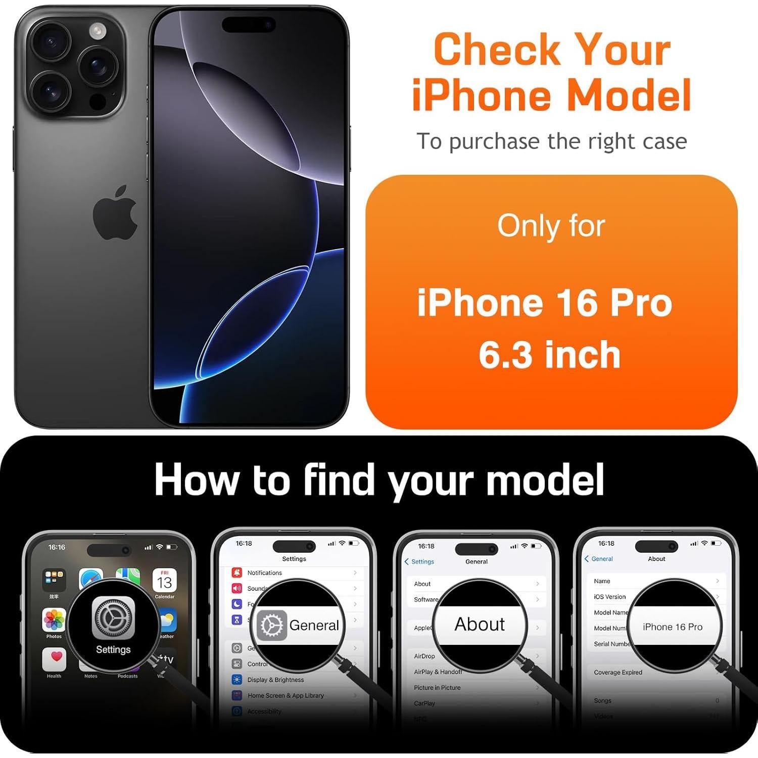 Funda de Cuero LOHASIC para iPhone 16 Pro 6.3" MagSafe Marrón