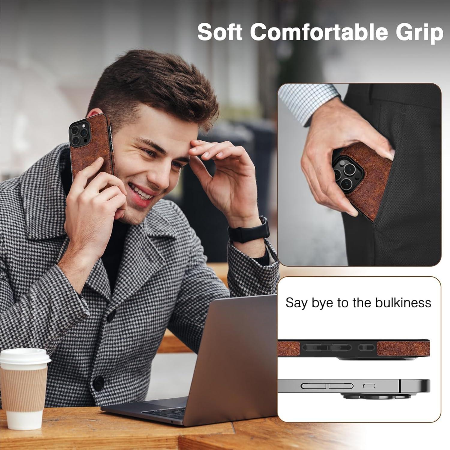 Funda de Cuero LOHASIC para iPhone 16 Pro 6.3" MagSafe Marrón