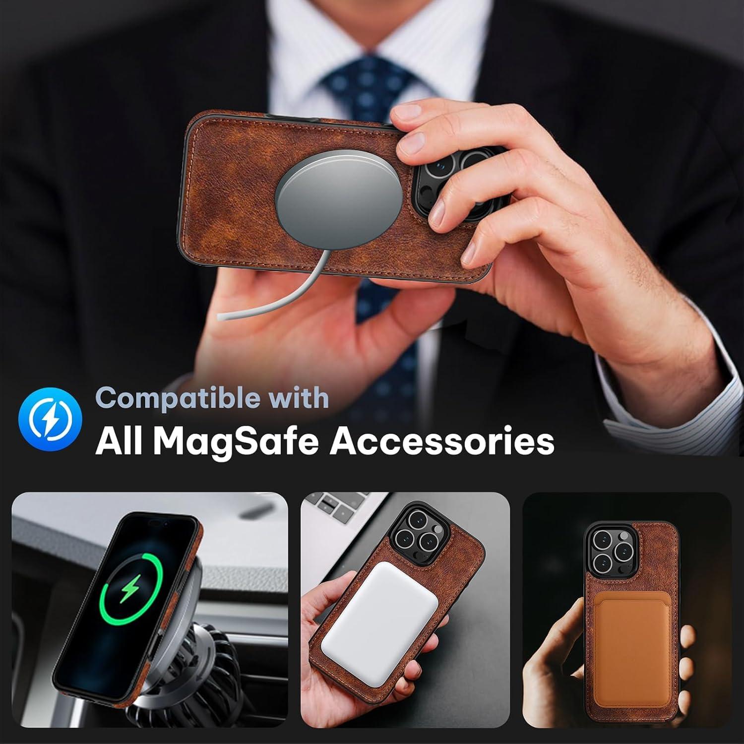 Funda de Cuero LOHASIC para iPhone 16 Pro 6.3" MagSafe Marrón