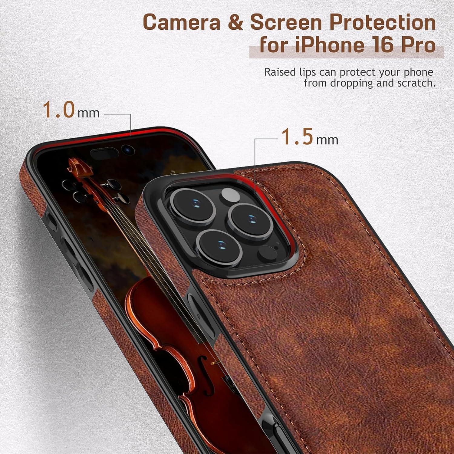 Funda de Cuero LOHASIC para iPhone 16 Pro 6.3" MagSafe Marrón