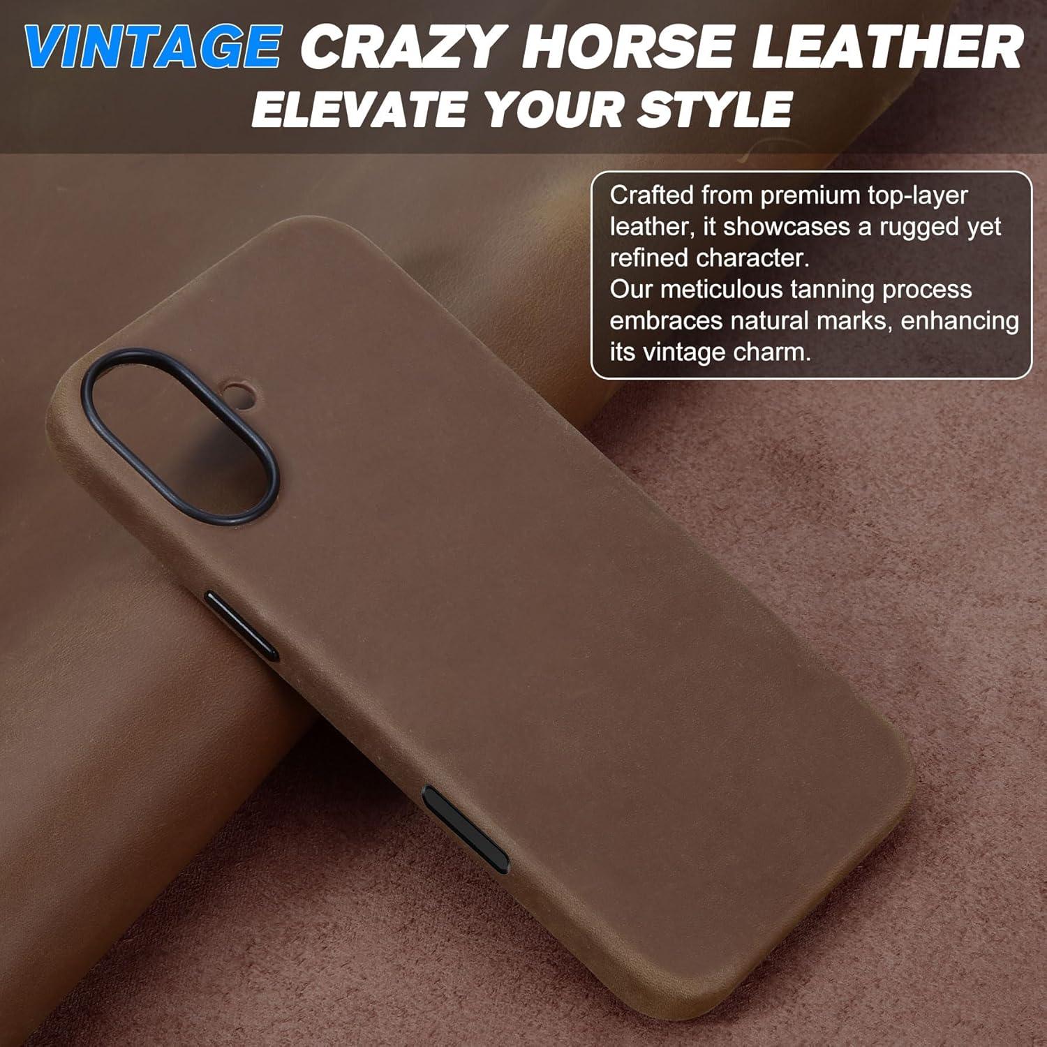 Funda de Cuero SHIELDON para iPhone 16 6.1" Magnética Antideslizante