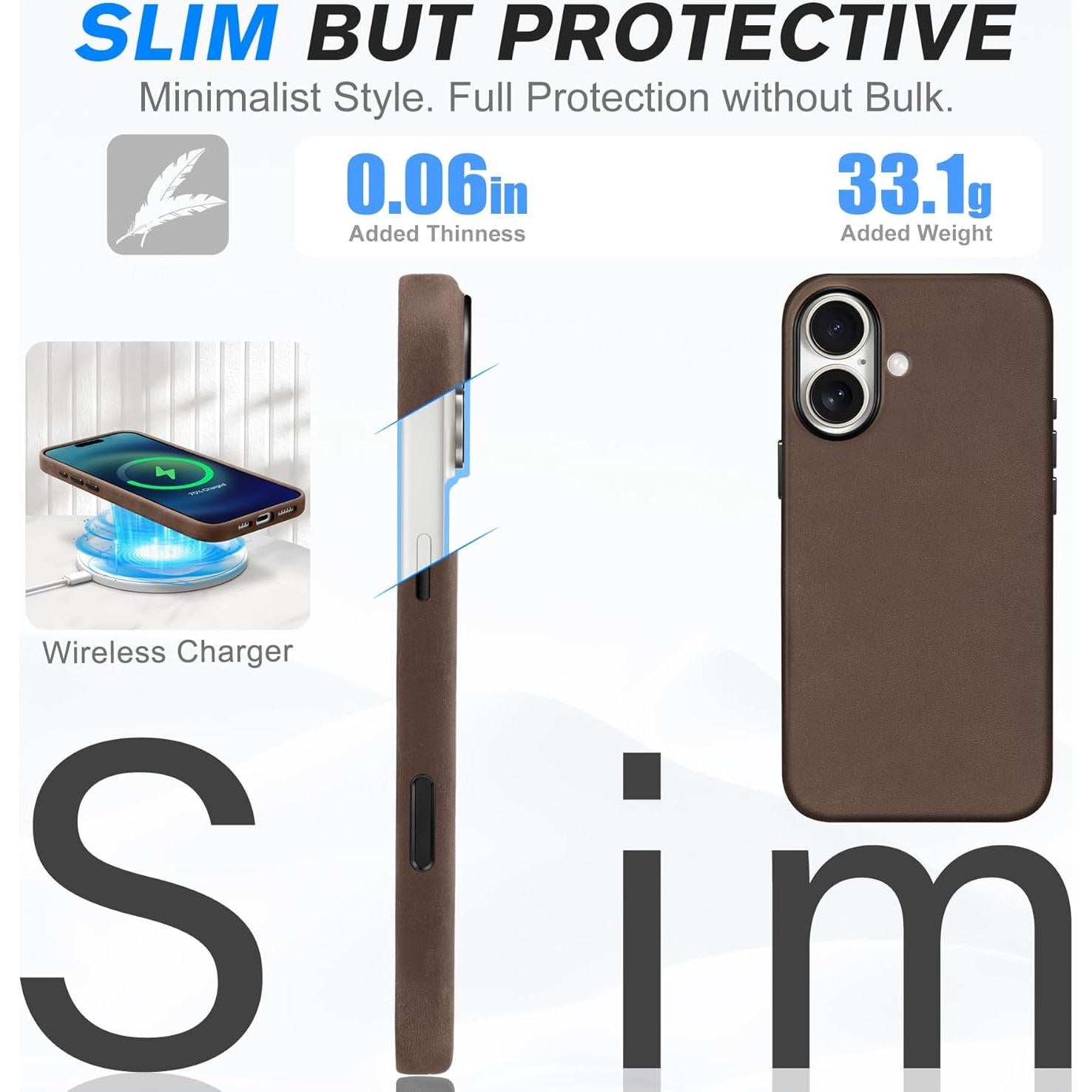 Funda de Cuero SHIELDON para iPhone 16 6.1" Magnética Antideslizante