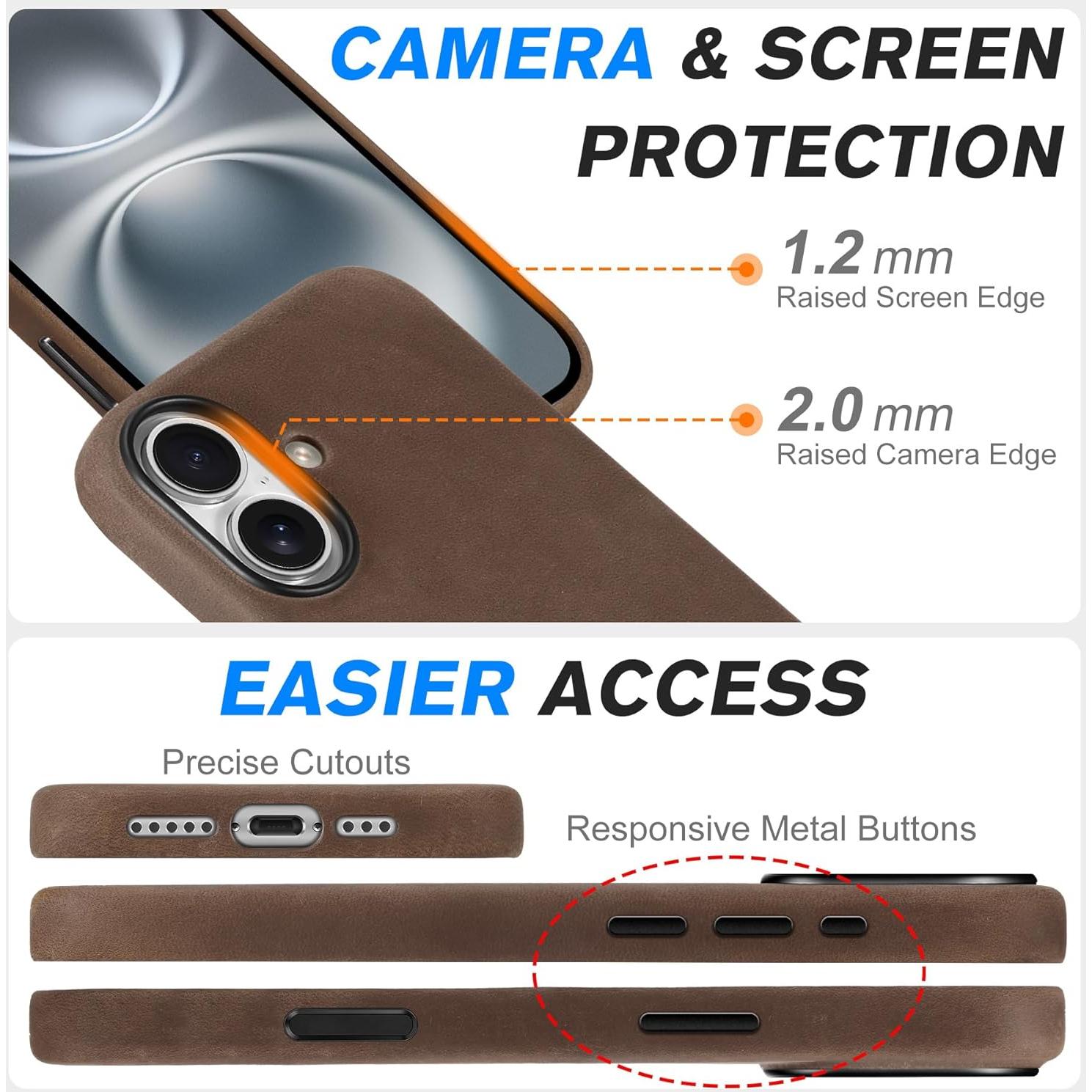 Funda de Cuero SHIELDON para iPhone 16 6.1" Magnética Antideslizante