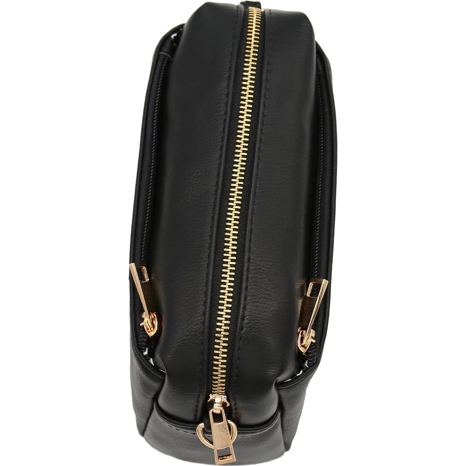 Bolso Cruzado Pequeño Triple Cierre Moda Negro