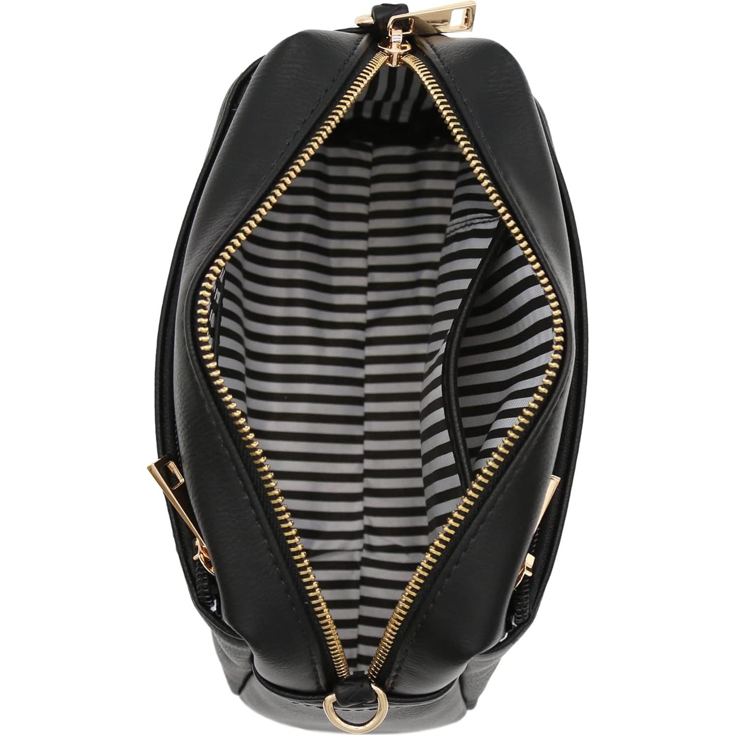 Bolso Cruzado Pequeño Triple Cierre Moda Negro