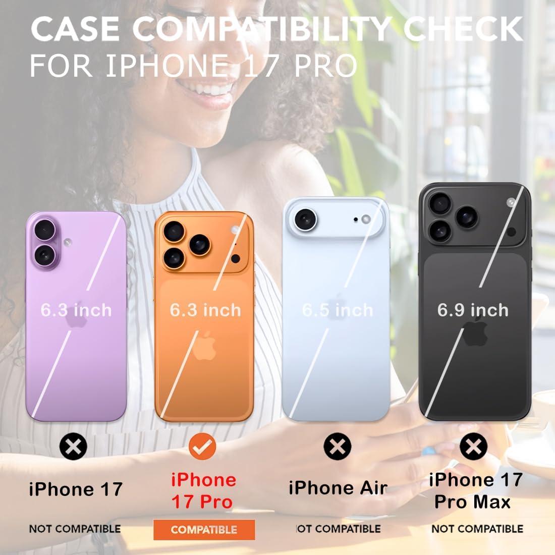 Funda de Cartera uCOLOR para iPhone 17 Pro 6.3" Rosa Mármol