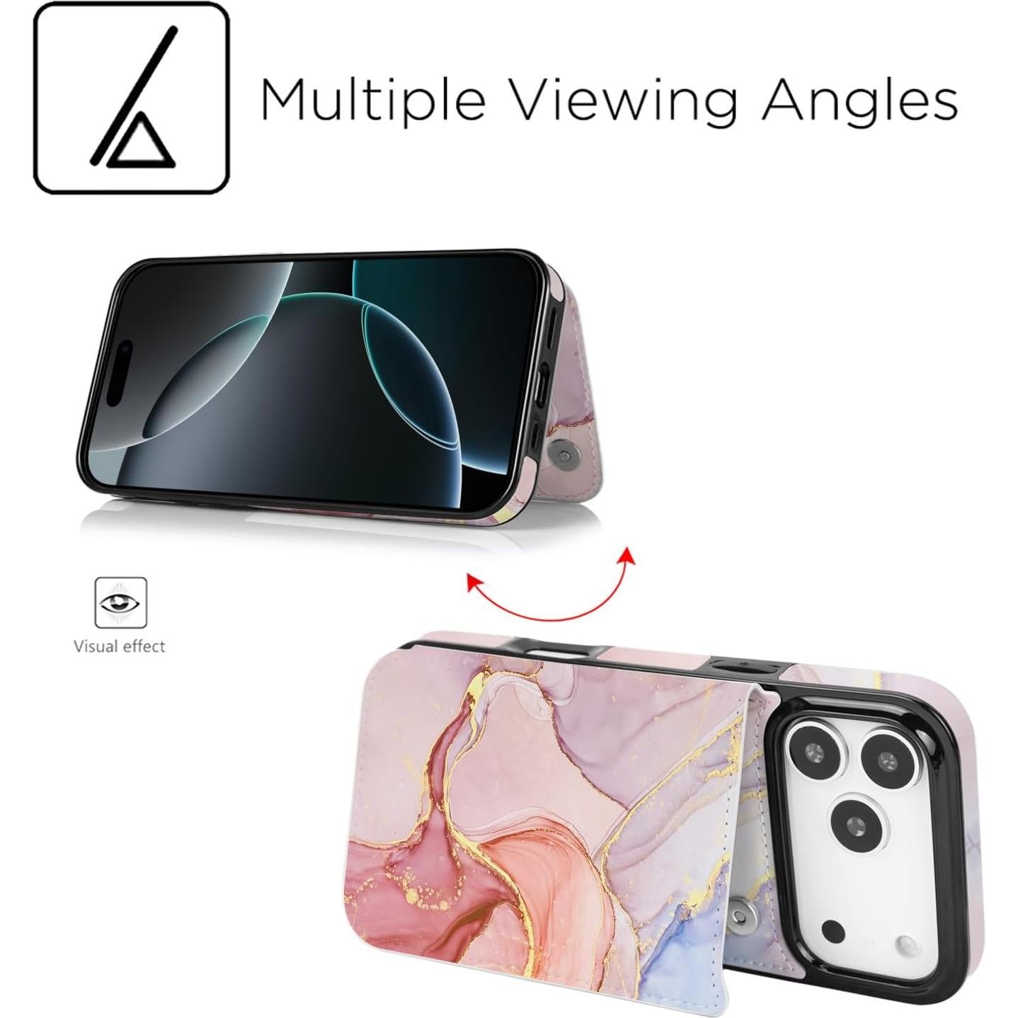 Funda de Cartera uCOLOR para iPhone 17 Pro 6.3" Rosa Mármol