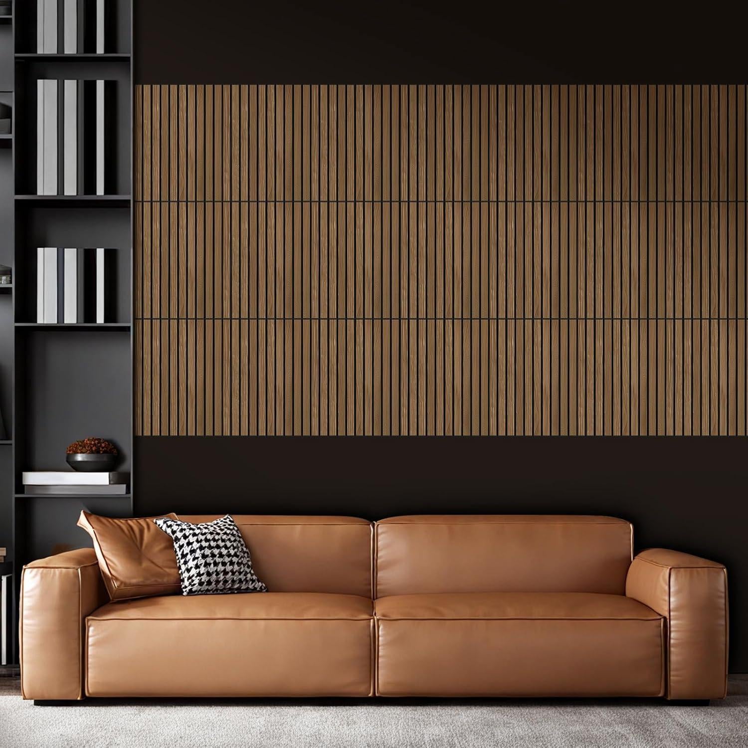 Paquete de 12 Paneles Acústicos Autoadhesivos Nogal 40x30 cm