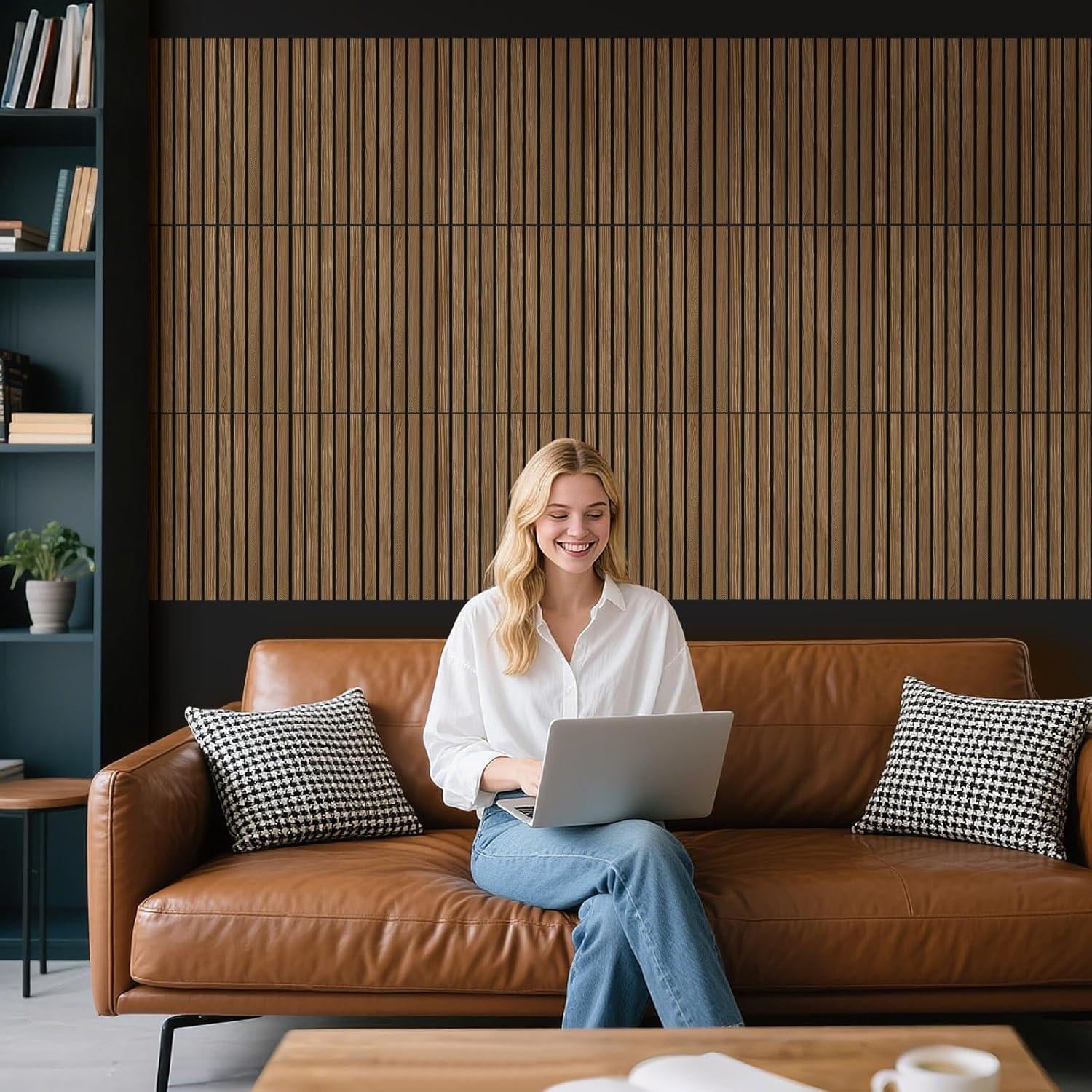 Paquete de 12 Paneles Acústicos Autoadhesivos Nogal 40x30 cm