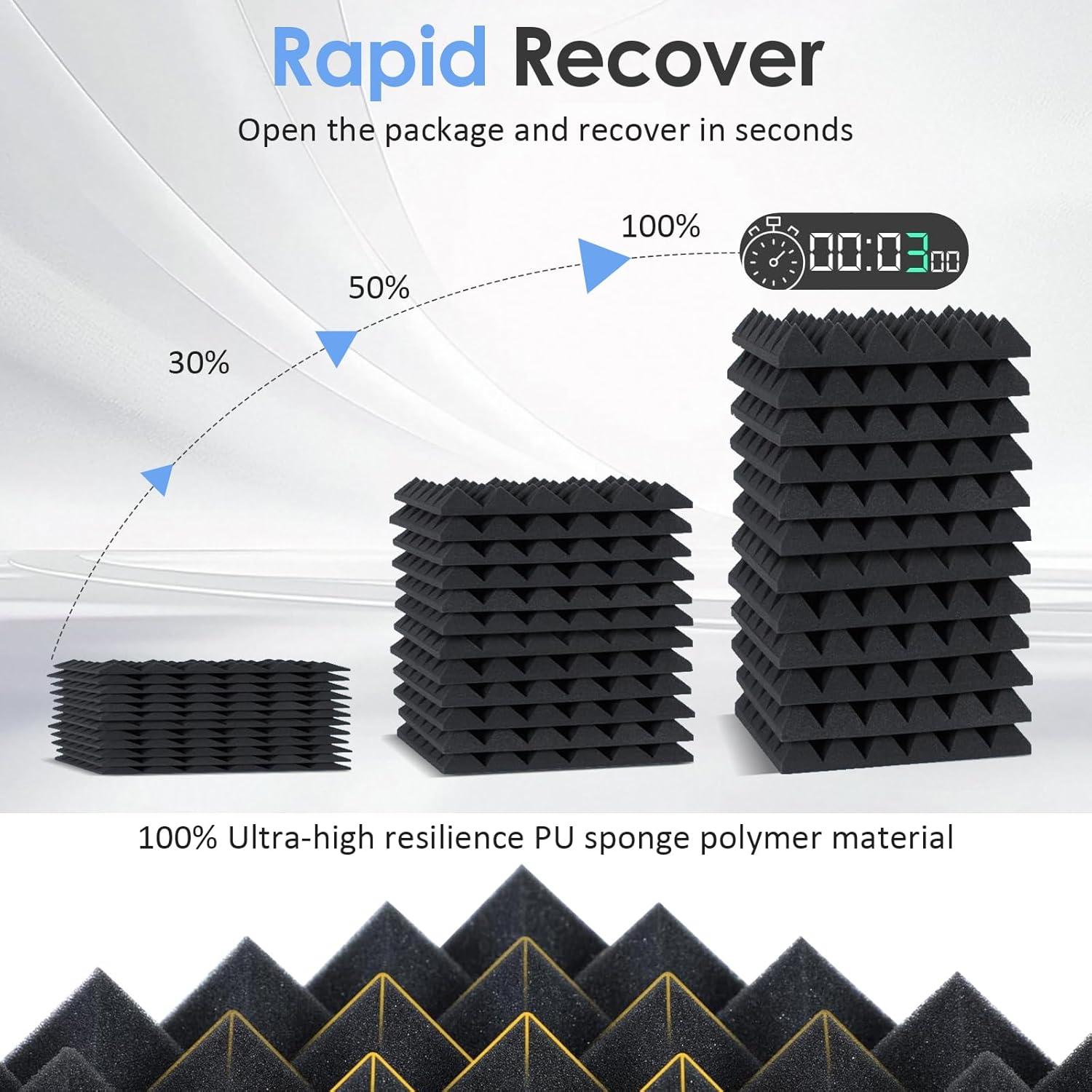 Paneles Acústicos de Espuma 12 Pack 30x30 cm Alta Densidad