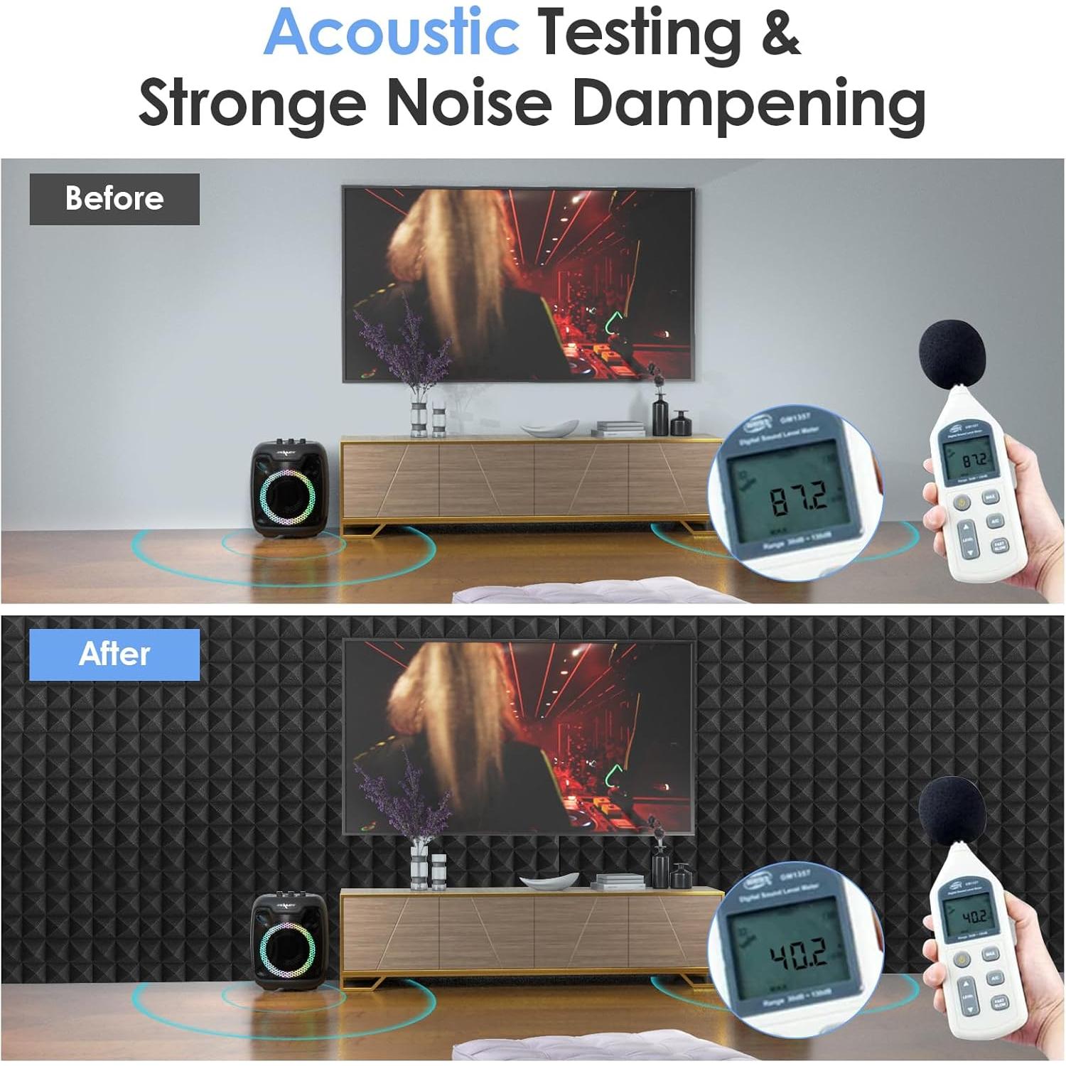 Paneles Acústicos de Espuma 12 Pack 30x30 cm Alta Densidad