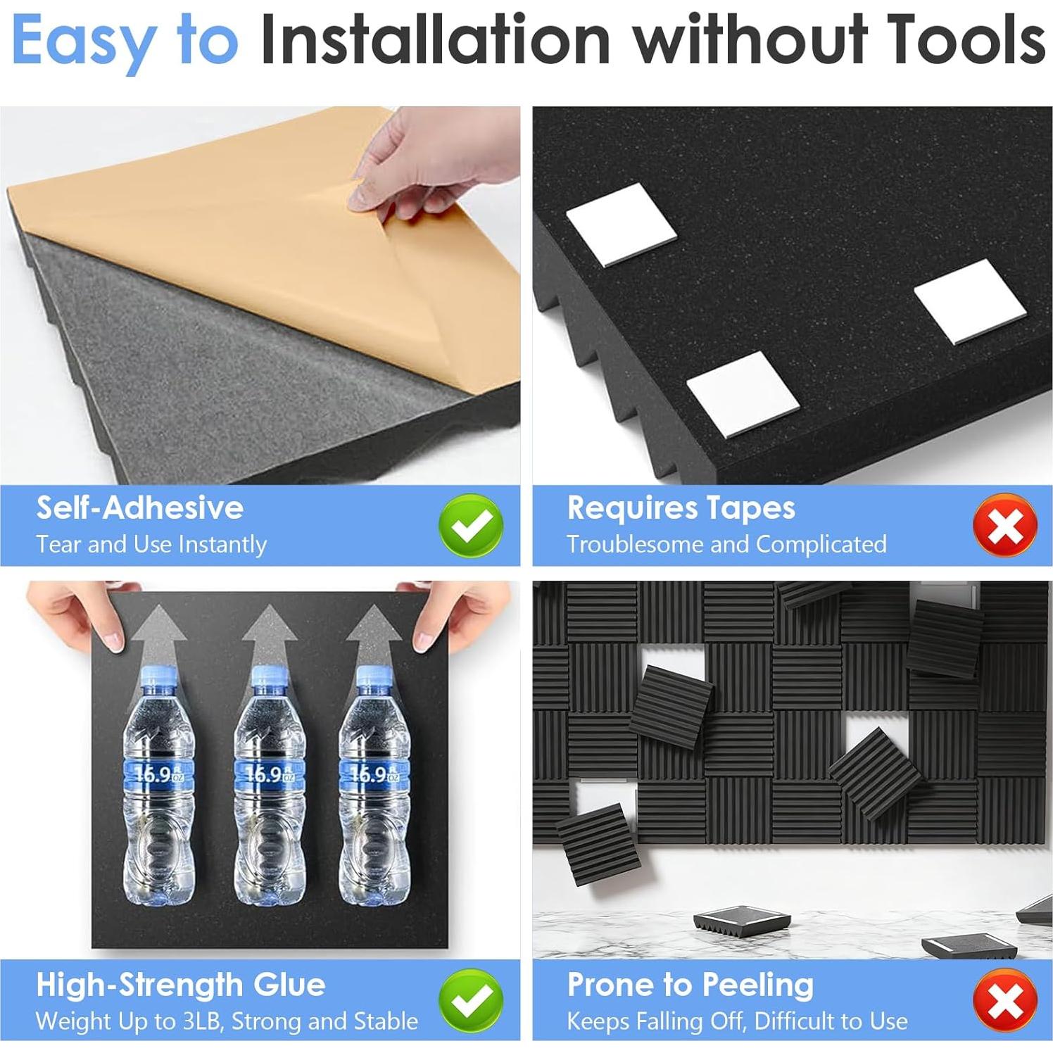 Paneles Acústicos de Espuma 12 Pack 30x30 cm Alta Densidad